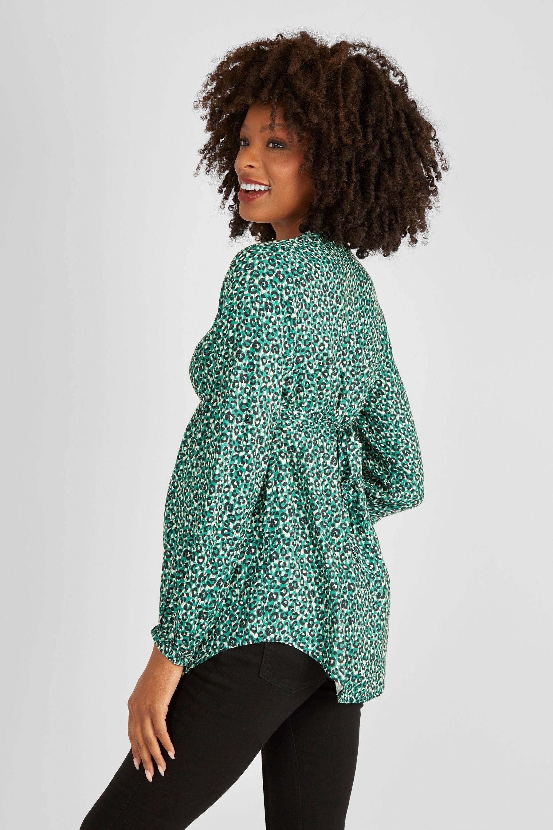 Green JoJo Maman Bébé Animal Print Maternity Blouse