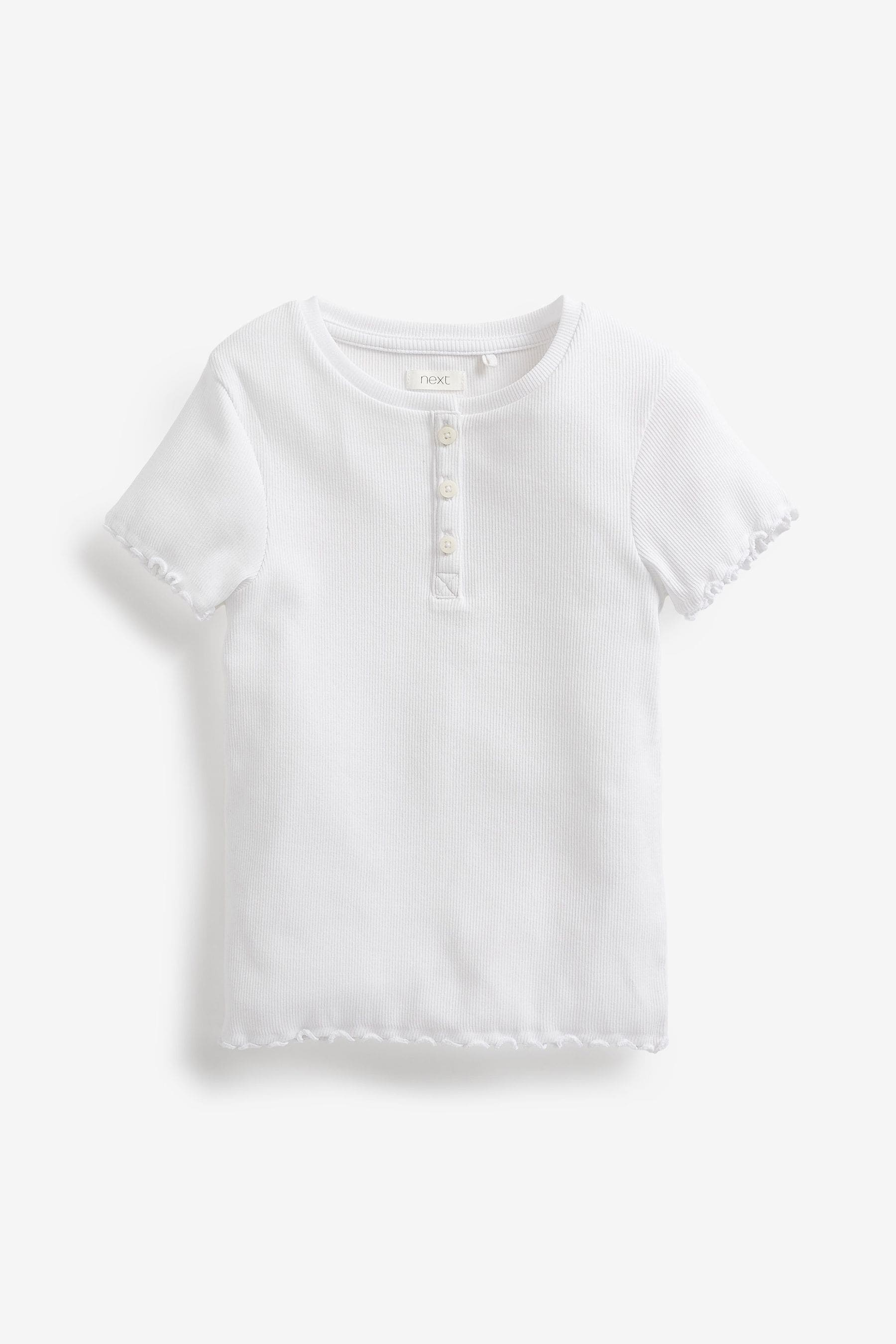 White Ribbed Placket T-Shirt (3-16yrs)