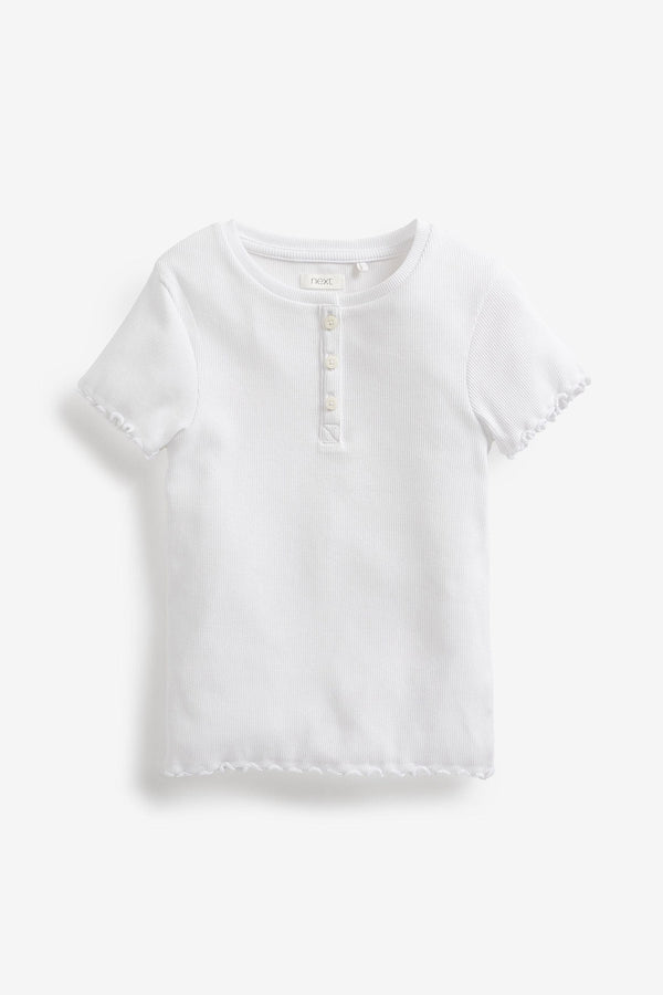 White Ribbed Placket T-Shirt (3-16yrs)