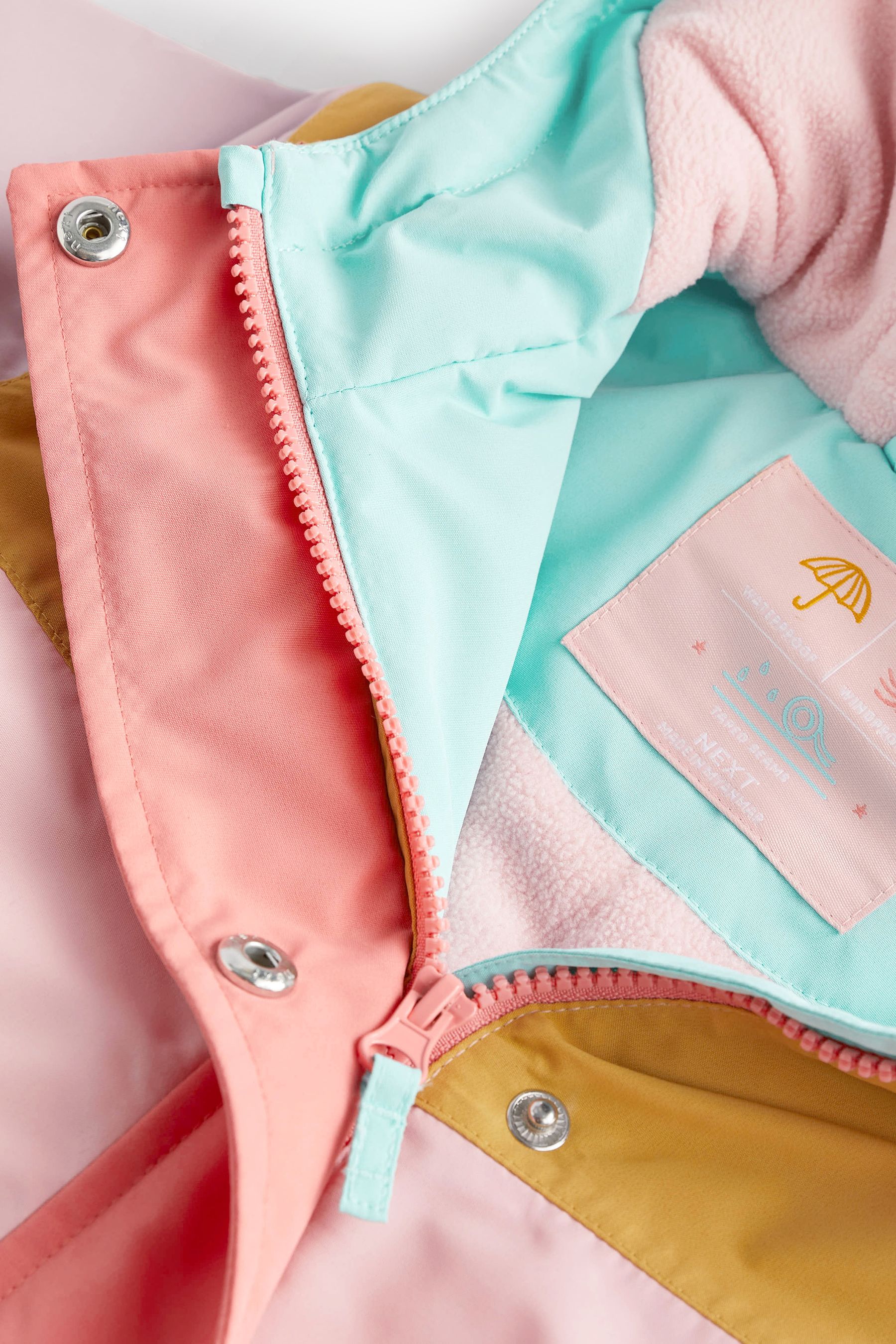 Pink Waterproof Colourblock Jacket (9mths-7yrs)