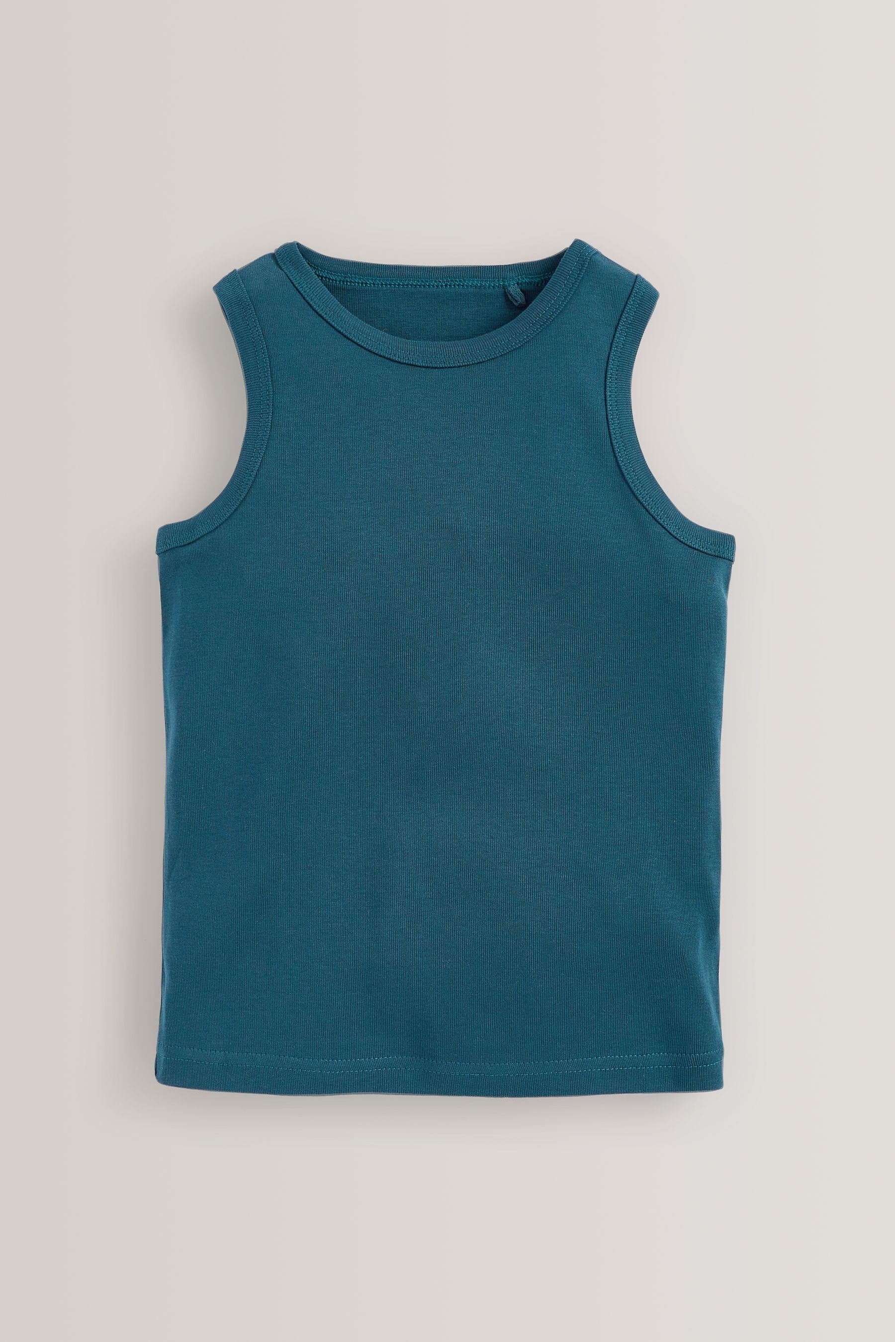 Blue 100% Cotton' to header Vests 5 Pack (1.5-16yrs)