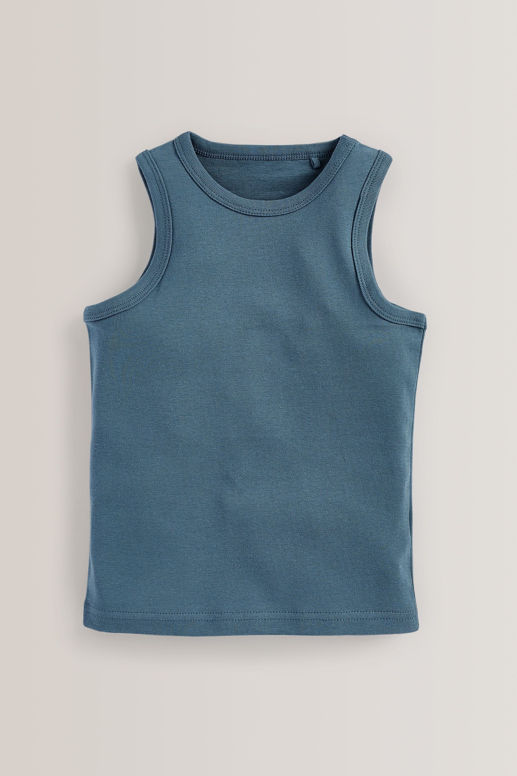 Blue 100% Cotton' to header Vests 5 Pack (1.5-16yrs)