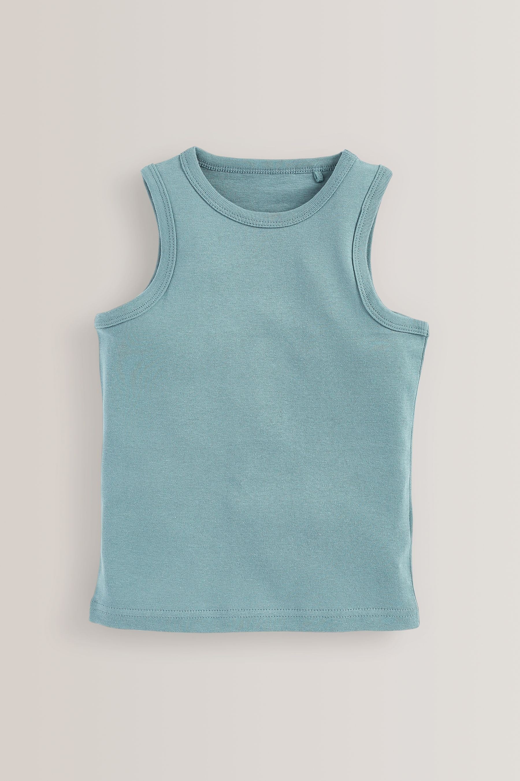 Blue 100% Cotton' to header Vests 5 Pack (1.5-16yrs)