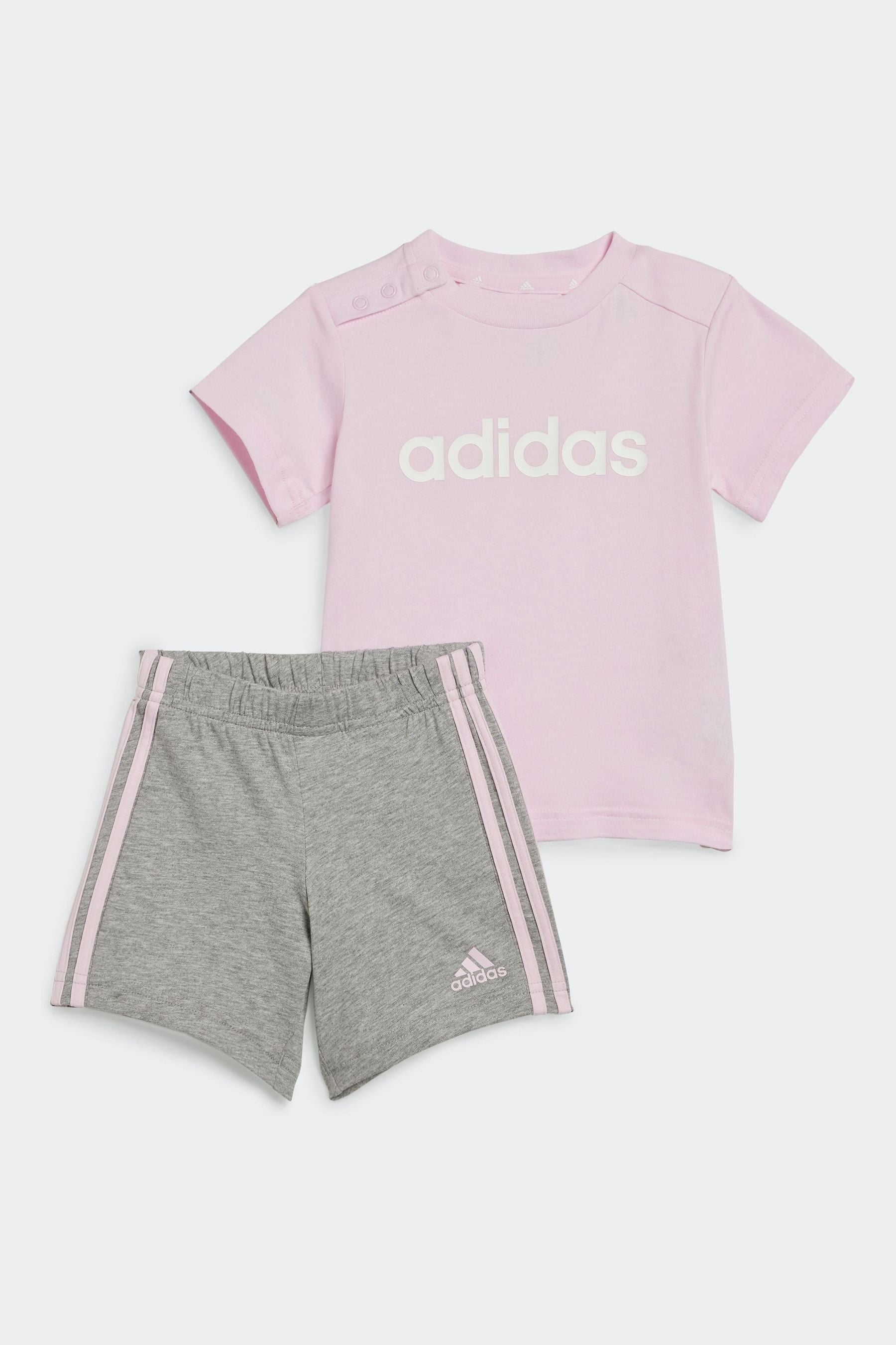 Pink/Grey adidas Sportswear Essentials Lineage Organic Cotton T-Shirt And Shorts Set