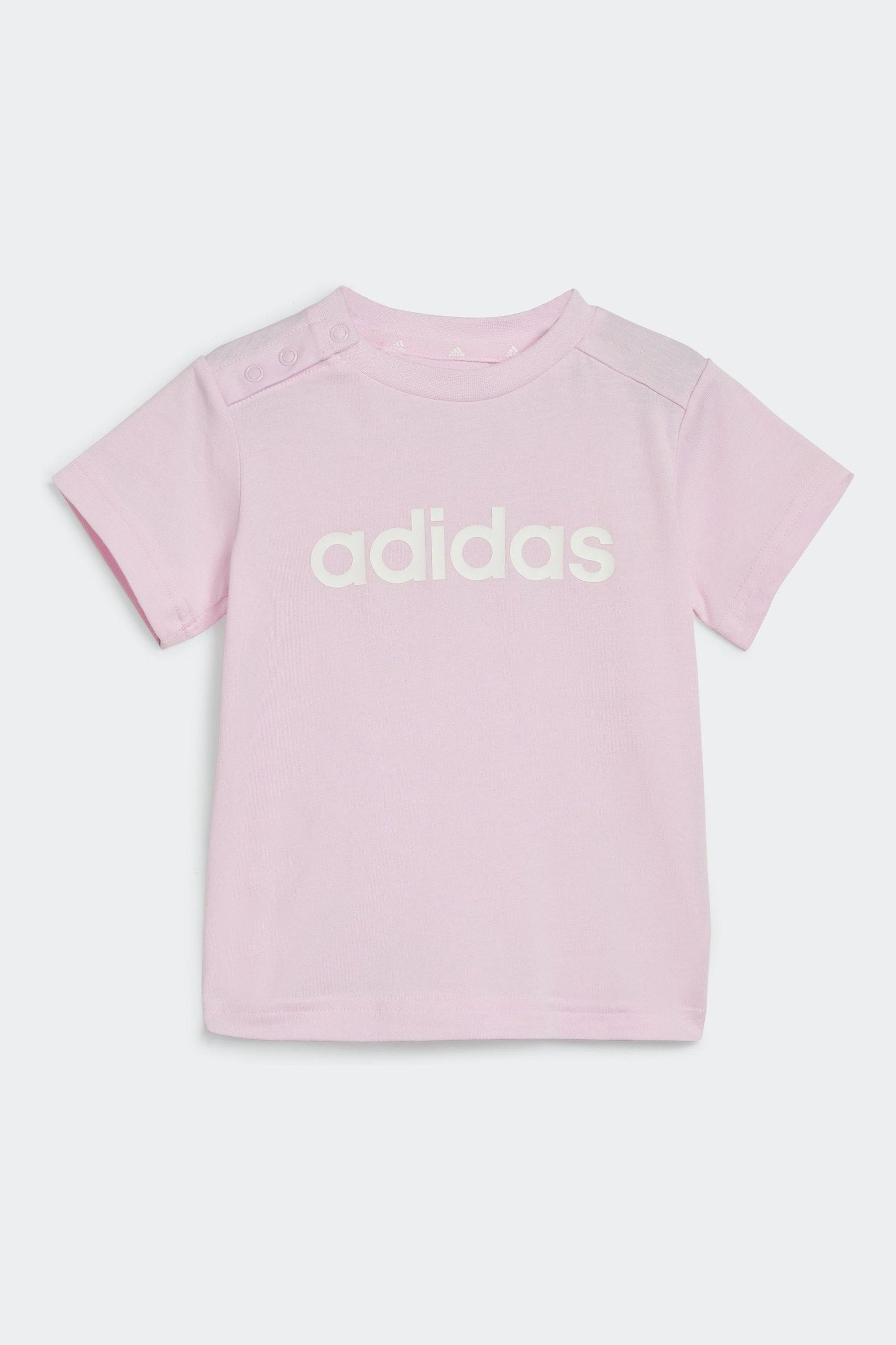 Pink/Grey adidas Sportswear Essentials Lineage Organic Cotton T-Shirt And Shorts Set