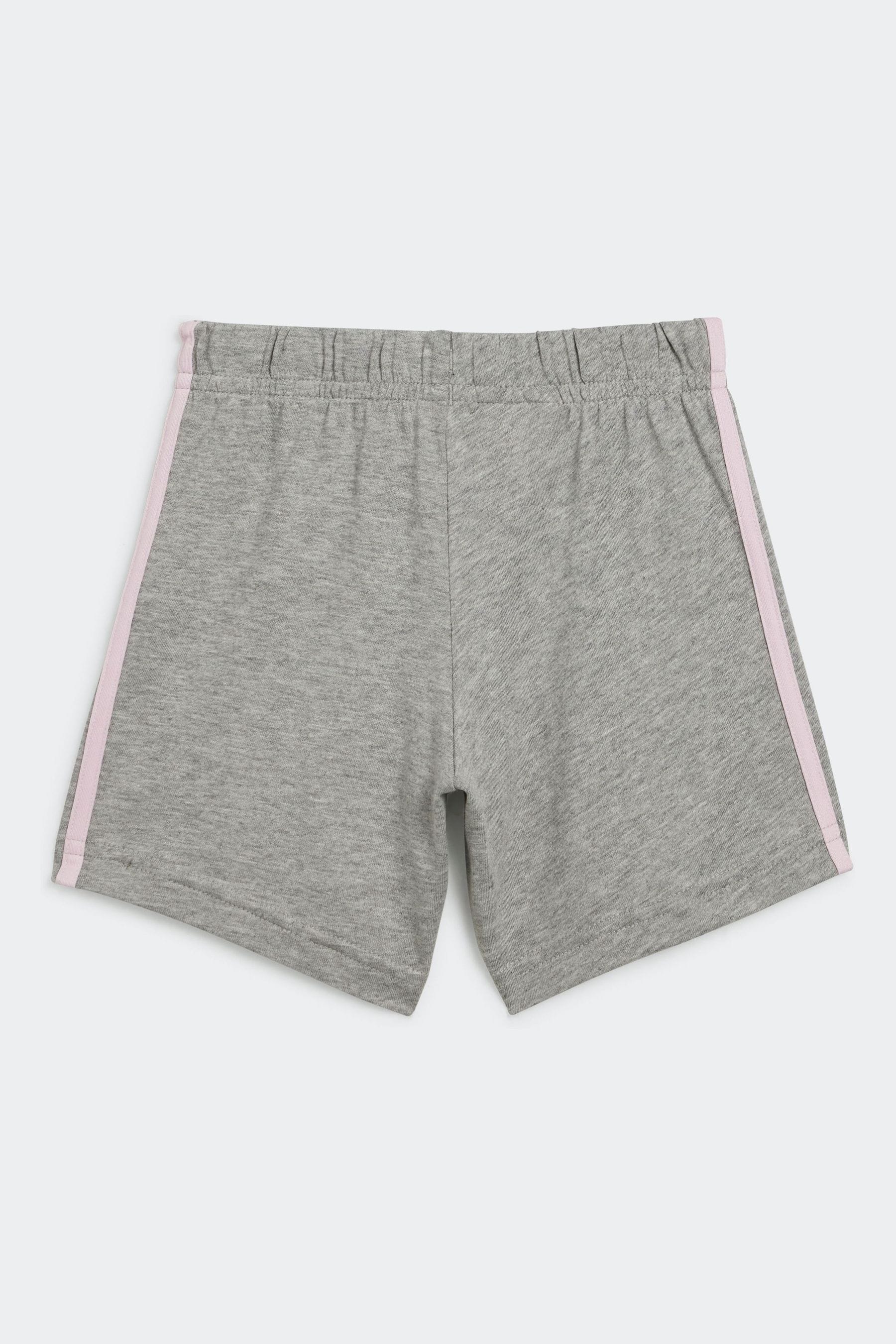 adidas Pink/Grey Sportswear Essentials Lineage Organic Cotton T-Shirt And Shorts Set