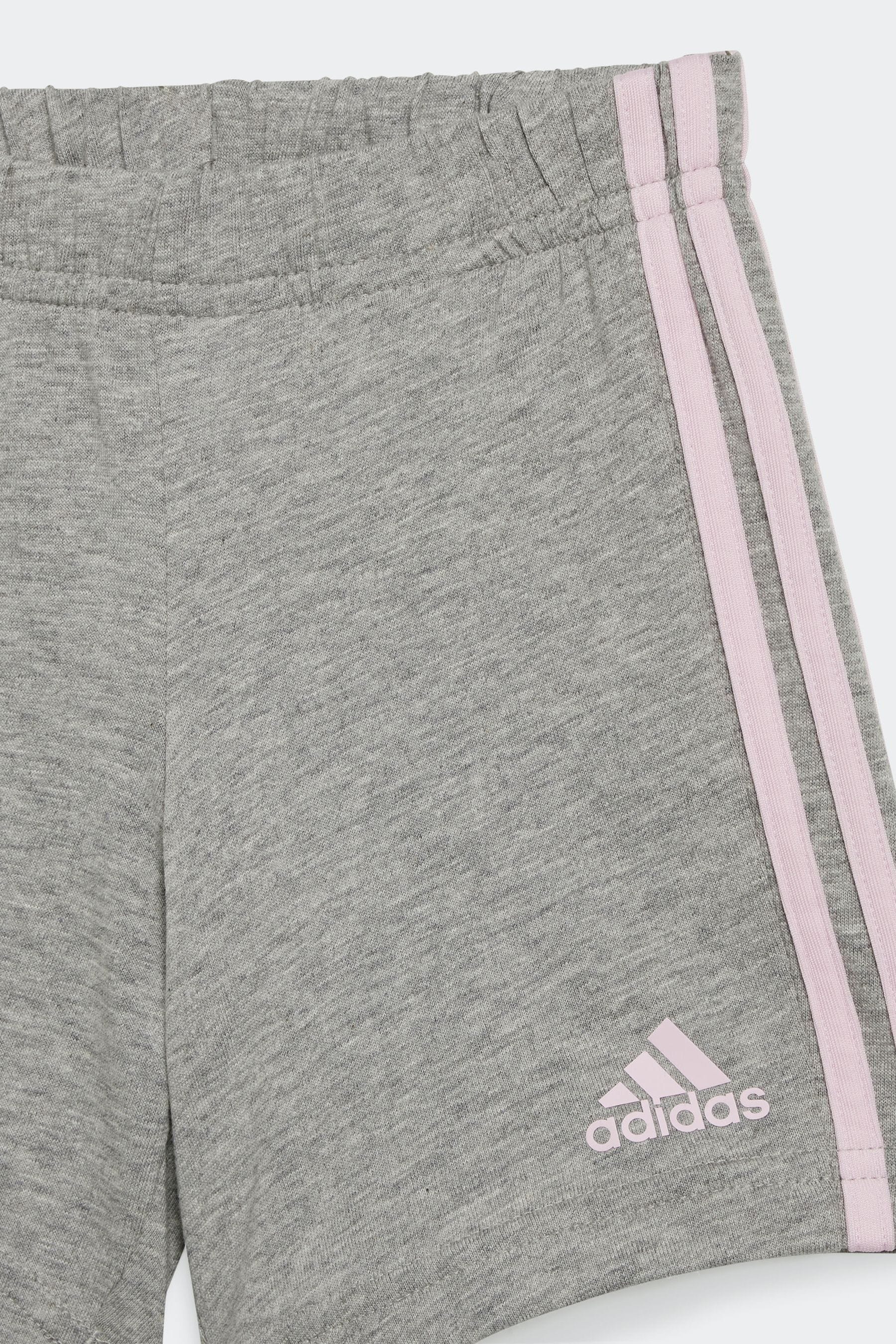 adidas Pink/Grey Sportswear Essentials Lineage Organic Cotton T-Shirt And Shorts Set