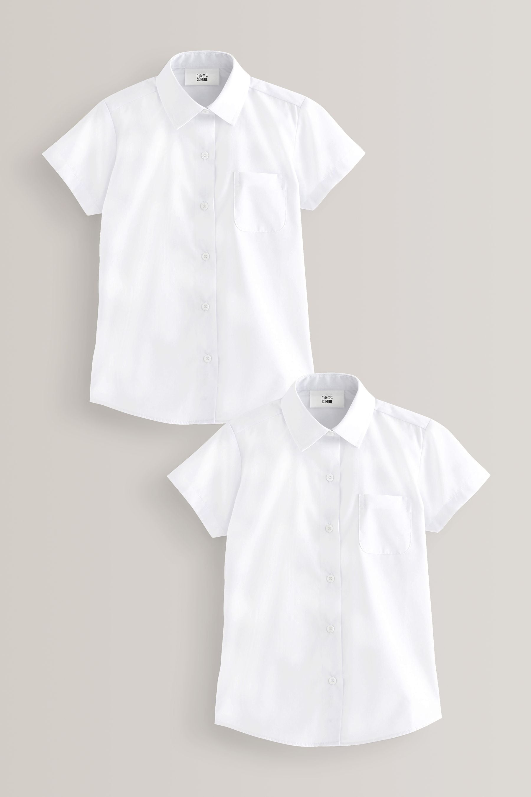 White Regular Fit 2 Pack Short Sleeve School Shirts (3-18yrs)