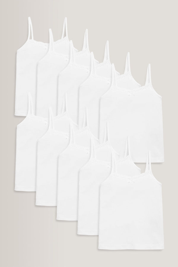 White 10 Pack Strappy Cami Vests (1.5-16yrs)