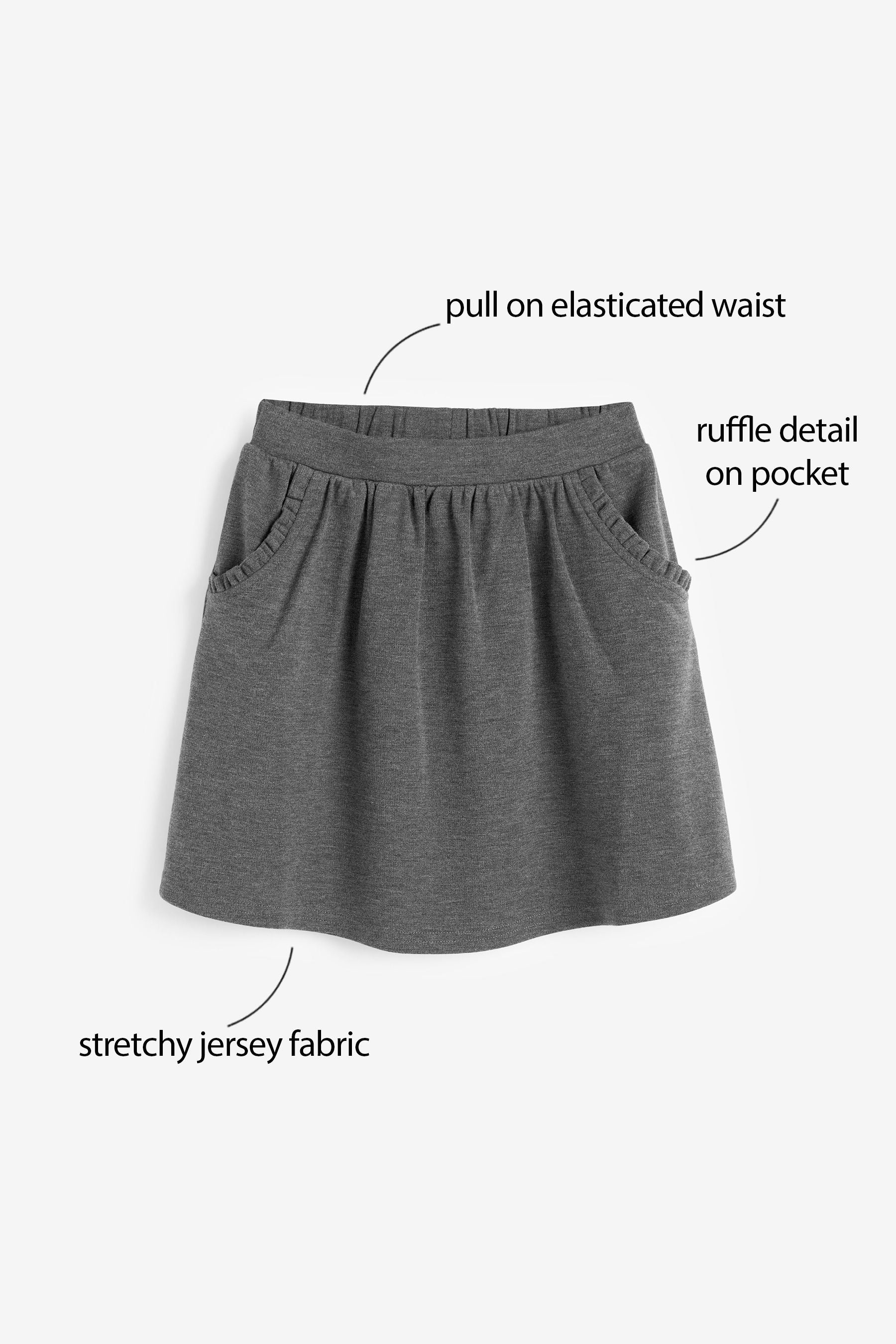 Grey Stretch Pull-on School Skirt (3-16yrs)