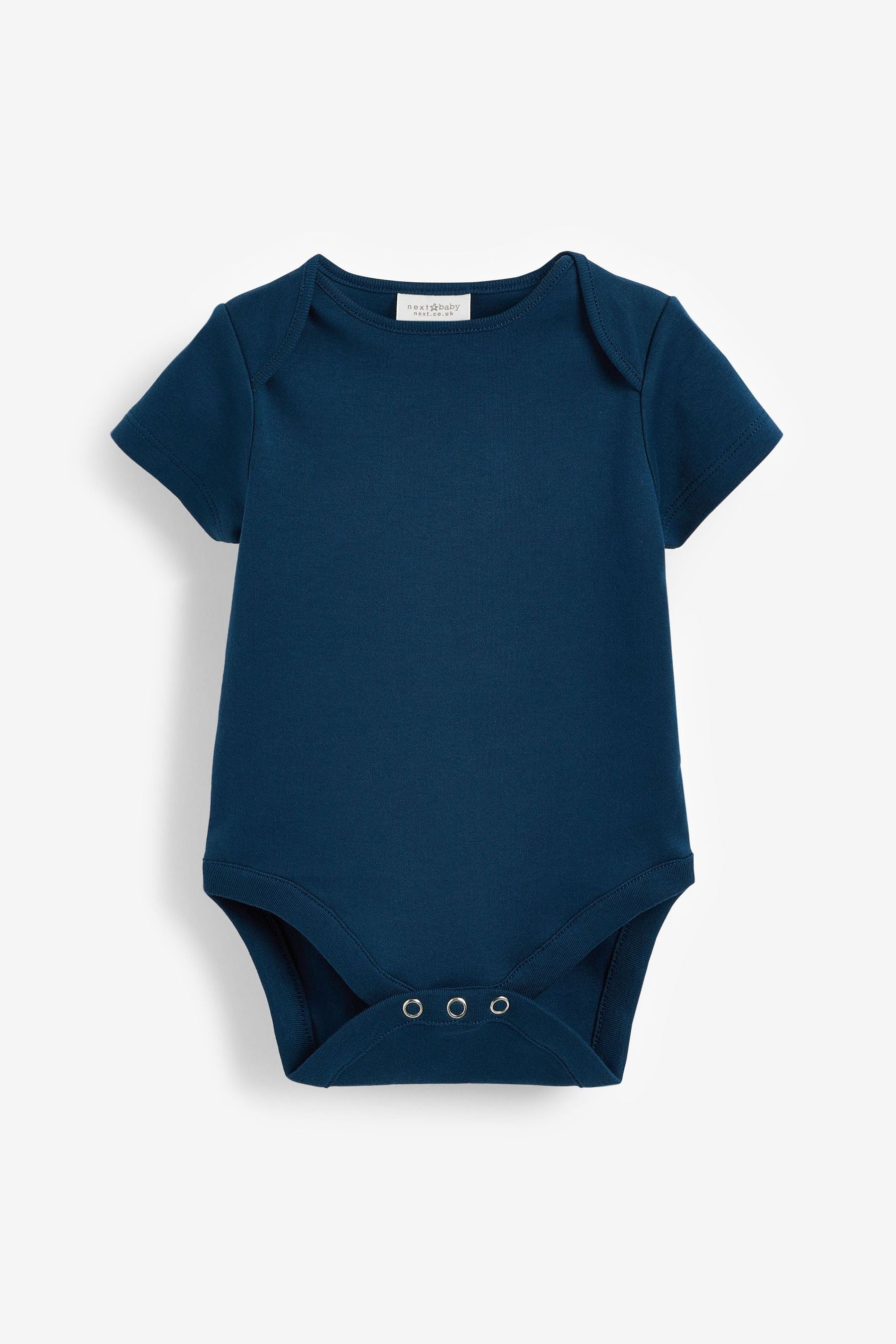 Petrol Blue 5 Pack Plain Baby Bodysuits