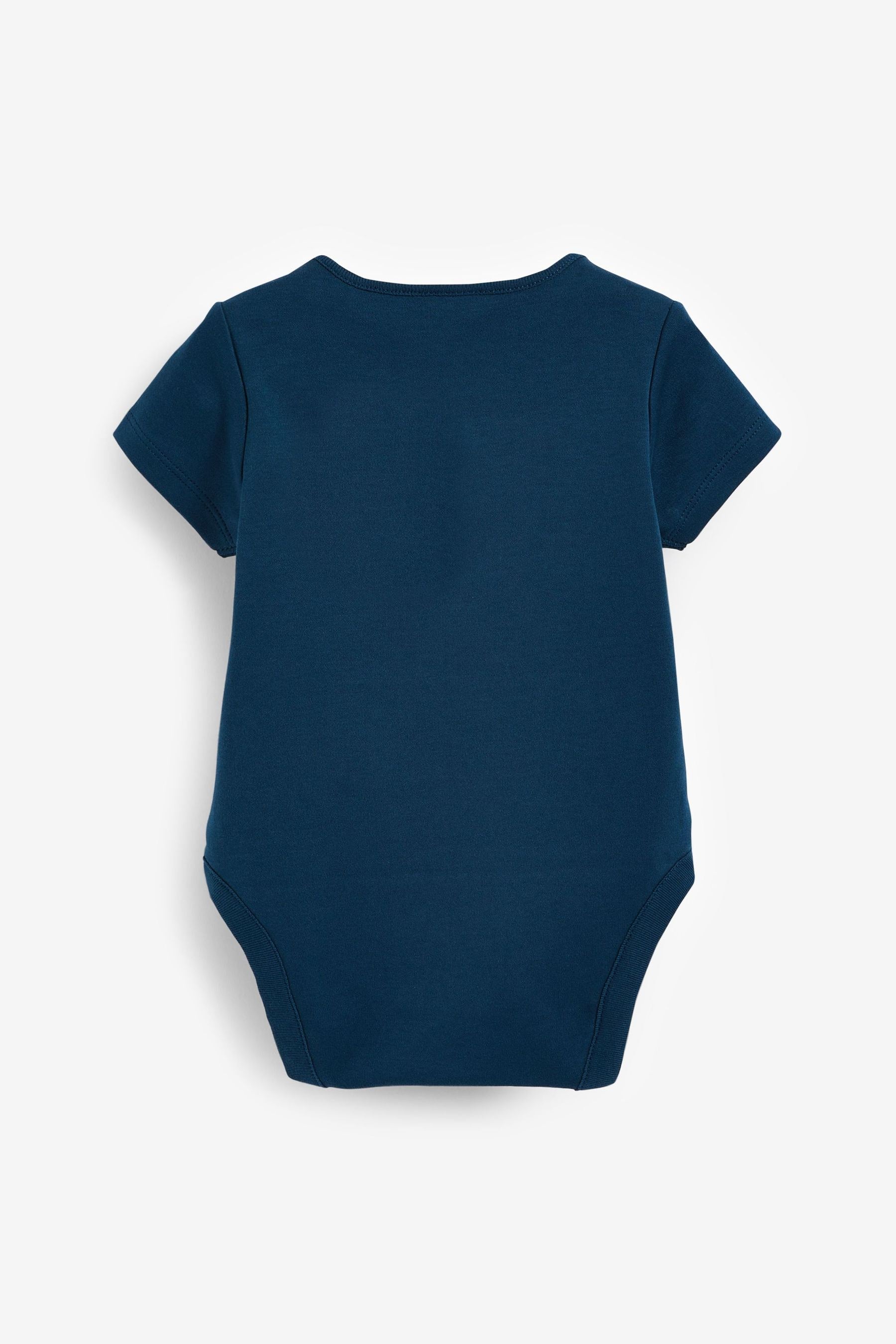 Petrol Blue 5 Pack Plain Baby Bodysuits