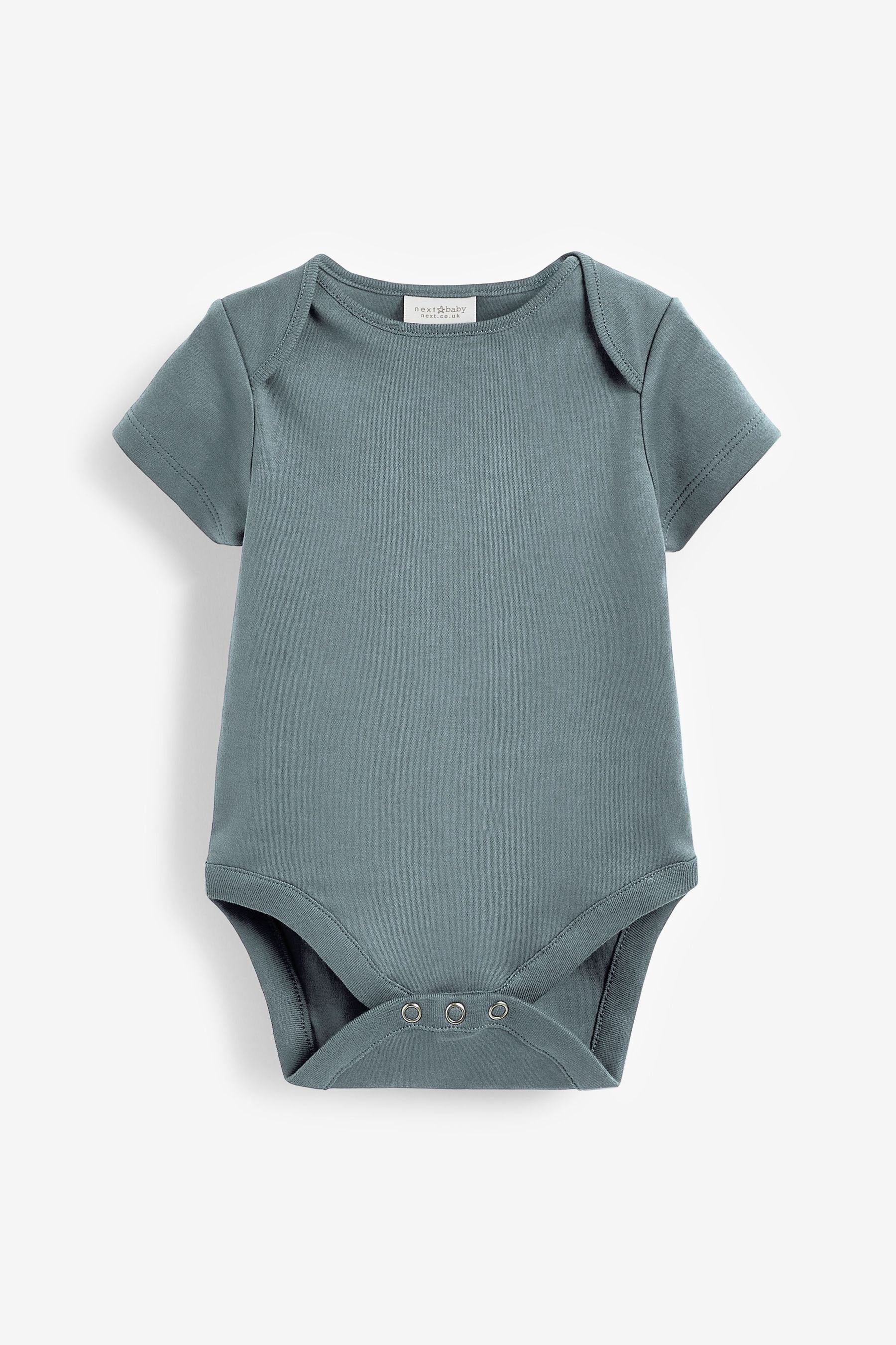 Petrol Blue 5 Pack Plain Baby Bodysuits