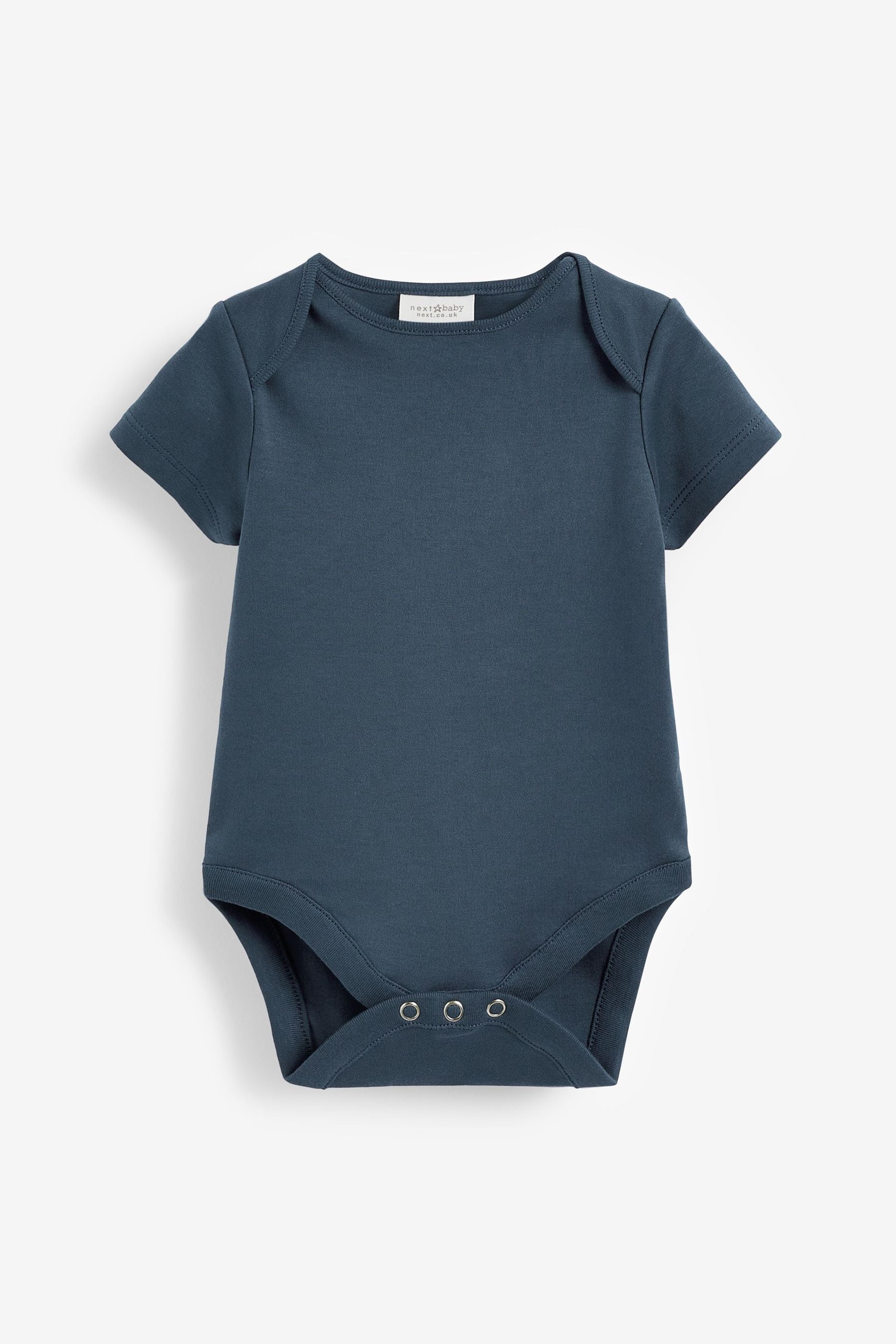 Petrol Blue 5 Pack Plain Baby Bodysuits