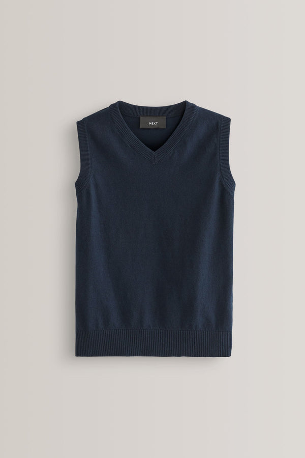 Navy School Knitted Cotton-Rich Tank Top (3-16yrs)