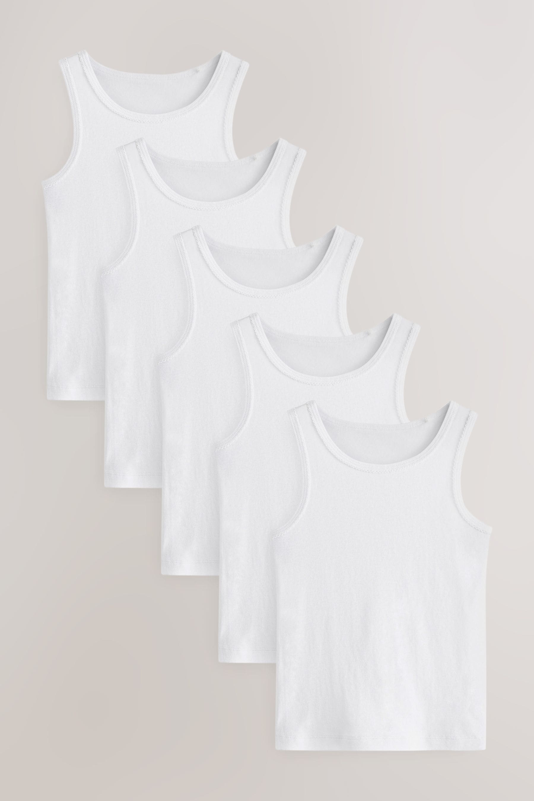 White 100% Cotton Vests 5 Pack (1.5-16yrs)