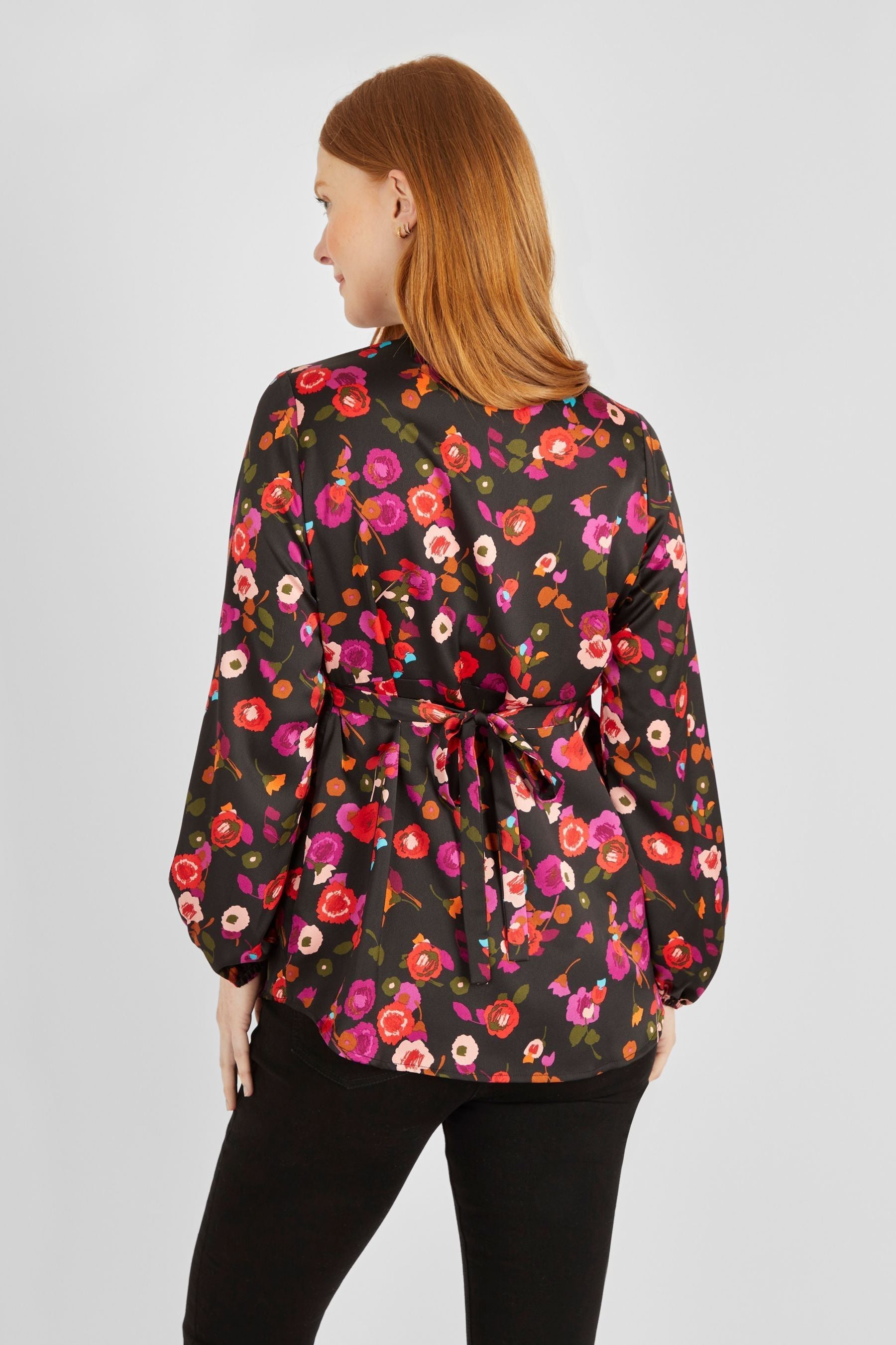 Black JoJo Maman Bébé Floral Maternity Blouse