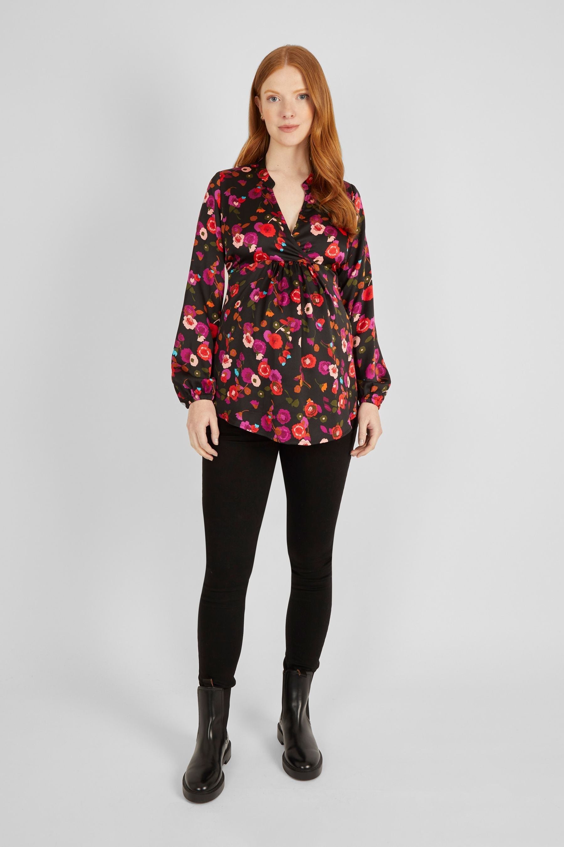 Black JoJo Maman Bébé Floral Maternity Blouse