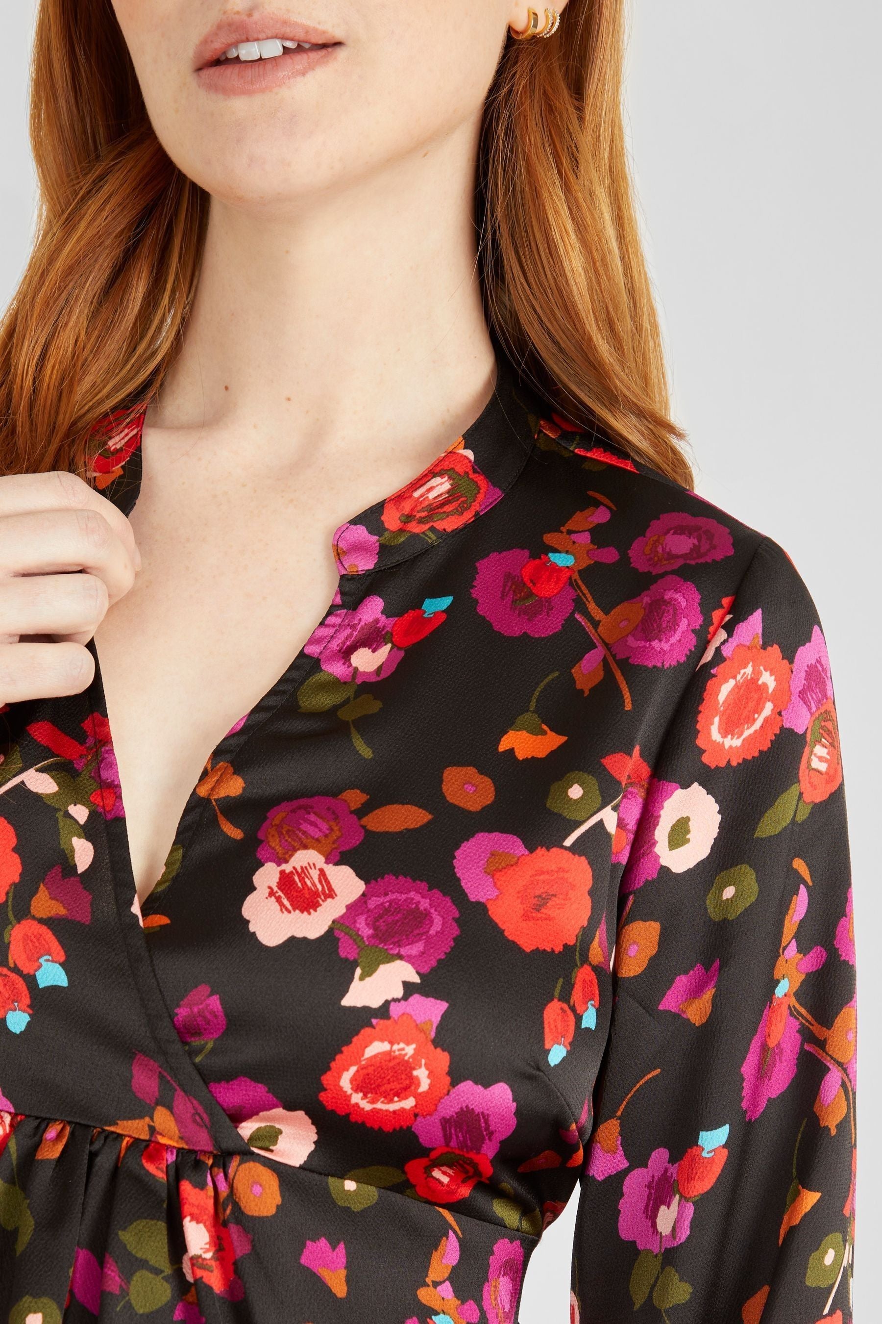 JoJo Maman Bébé Black Floral Maternity Blouse