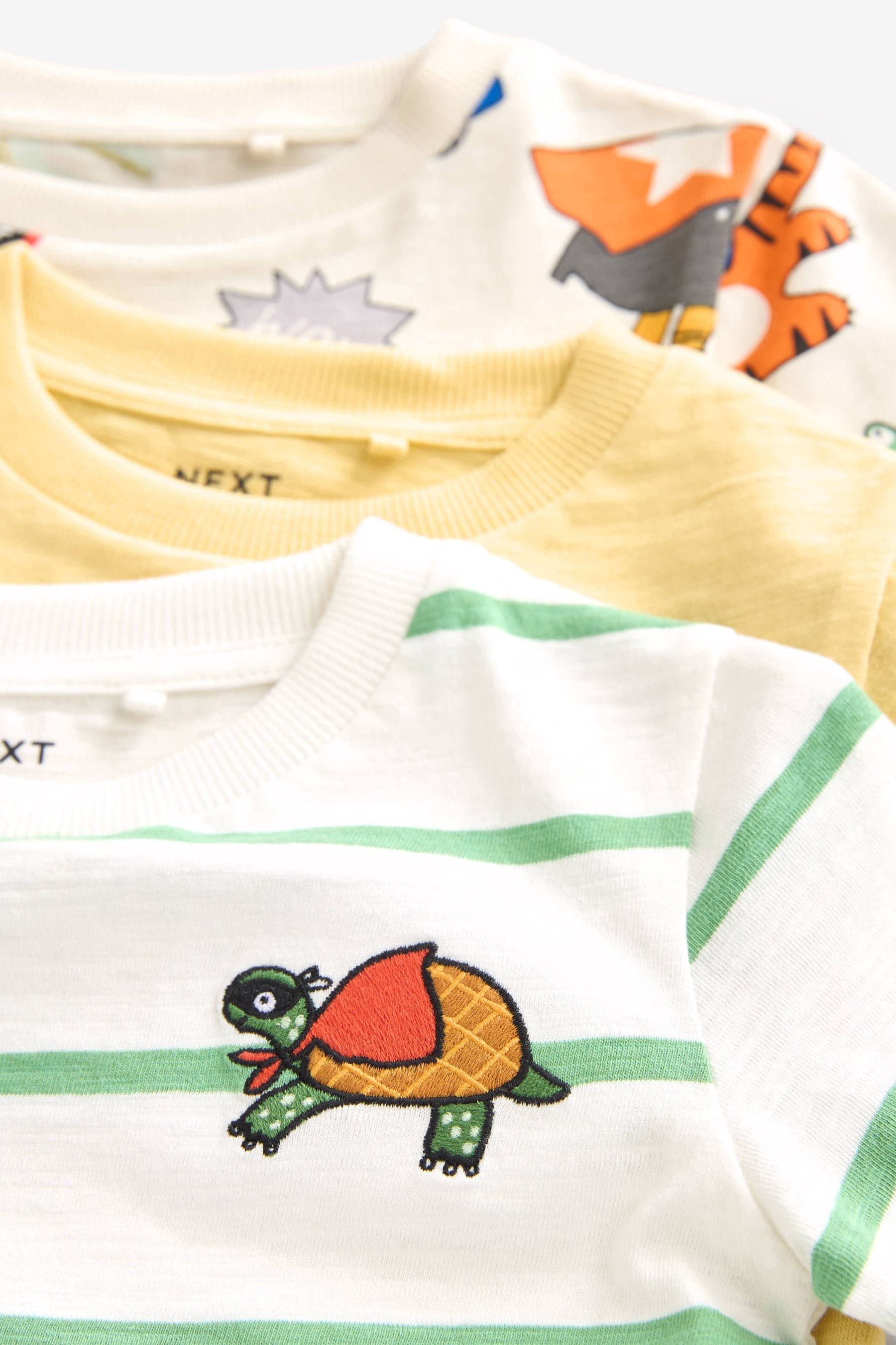 Yellow/Green 100% Cotton Short Sleeve Character T-Shirts 3 Pack (3mths-7yrs)