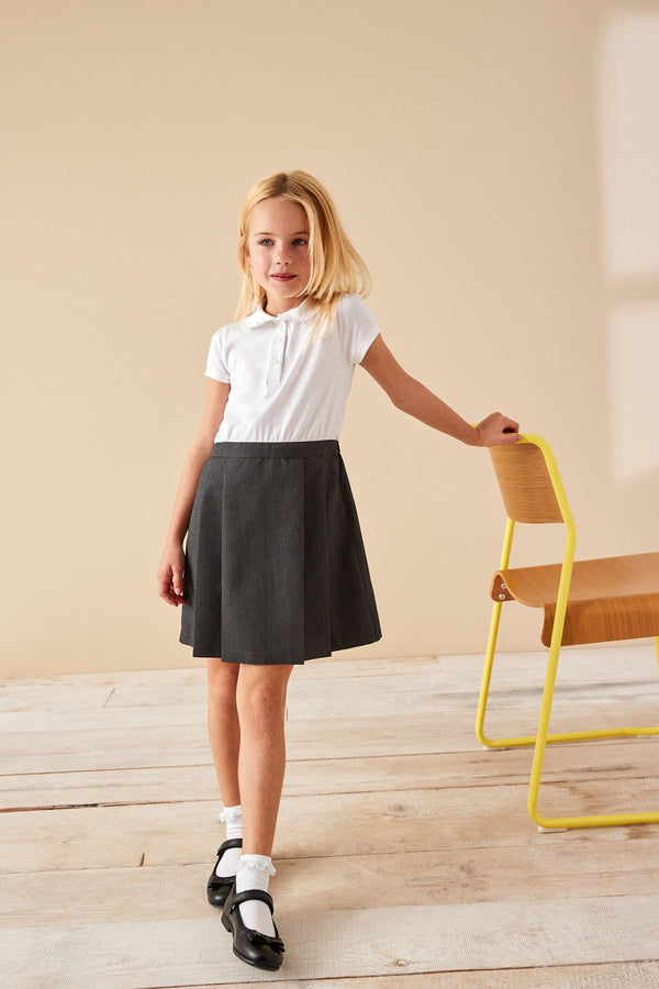 Grey 2-In-1 Short Sleeve School Pinafore 100% Cotton Dress (3-14yrs)