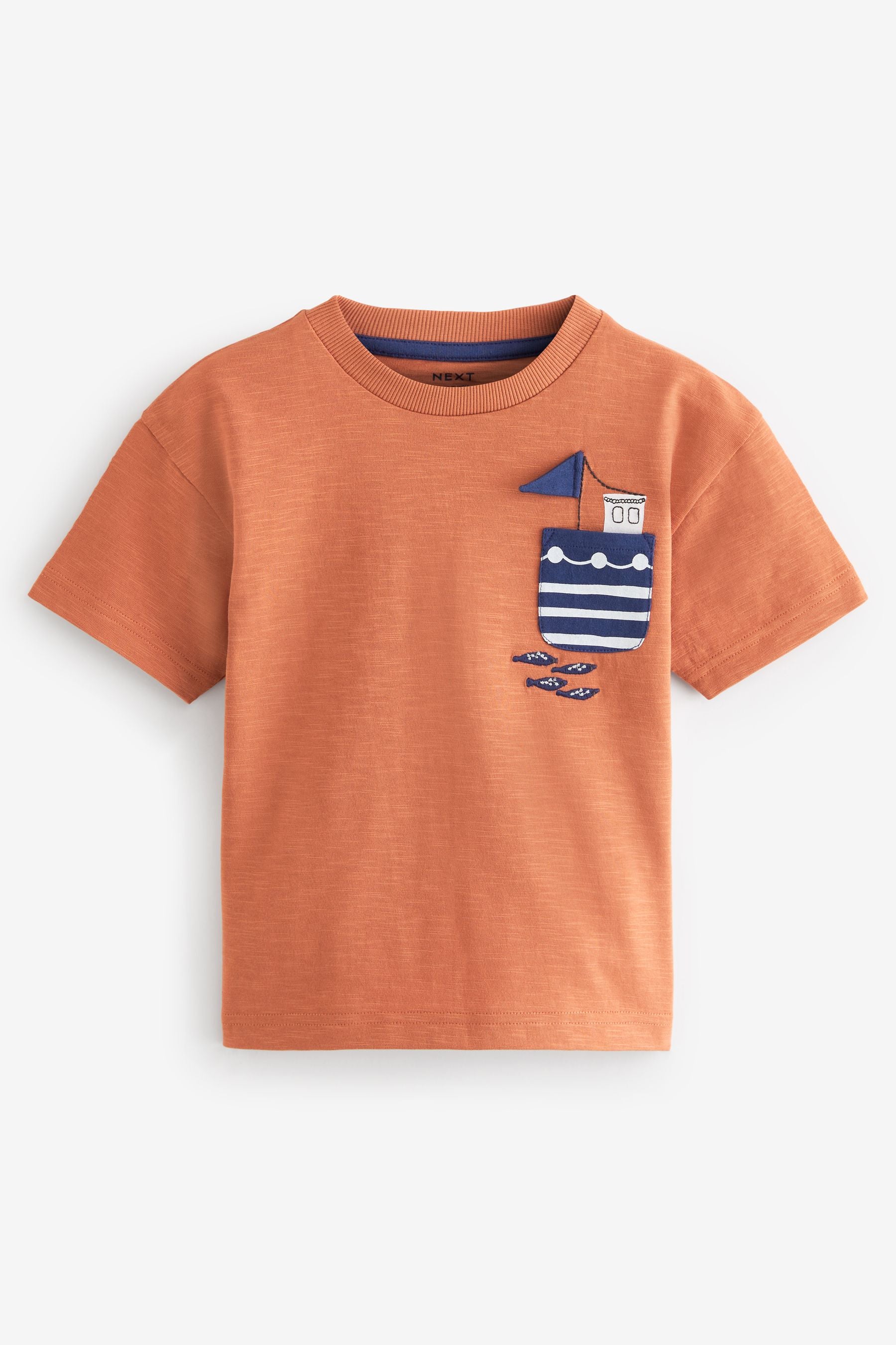 Orange/Navy 100% Cotton Short Sleeve Character T-Shirts 3 Pack (3mths-7yrs)