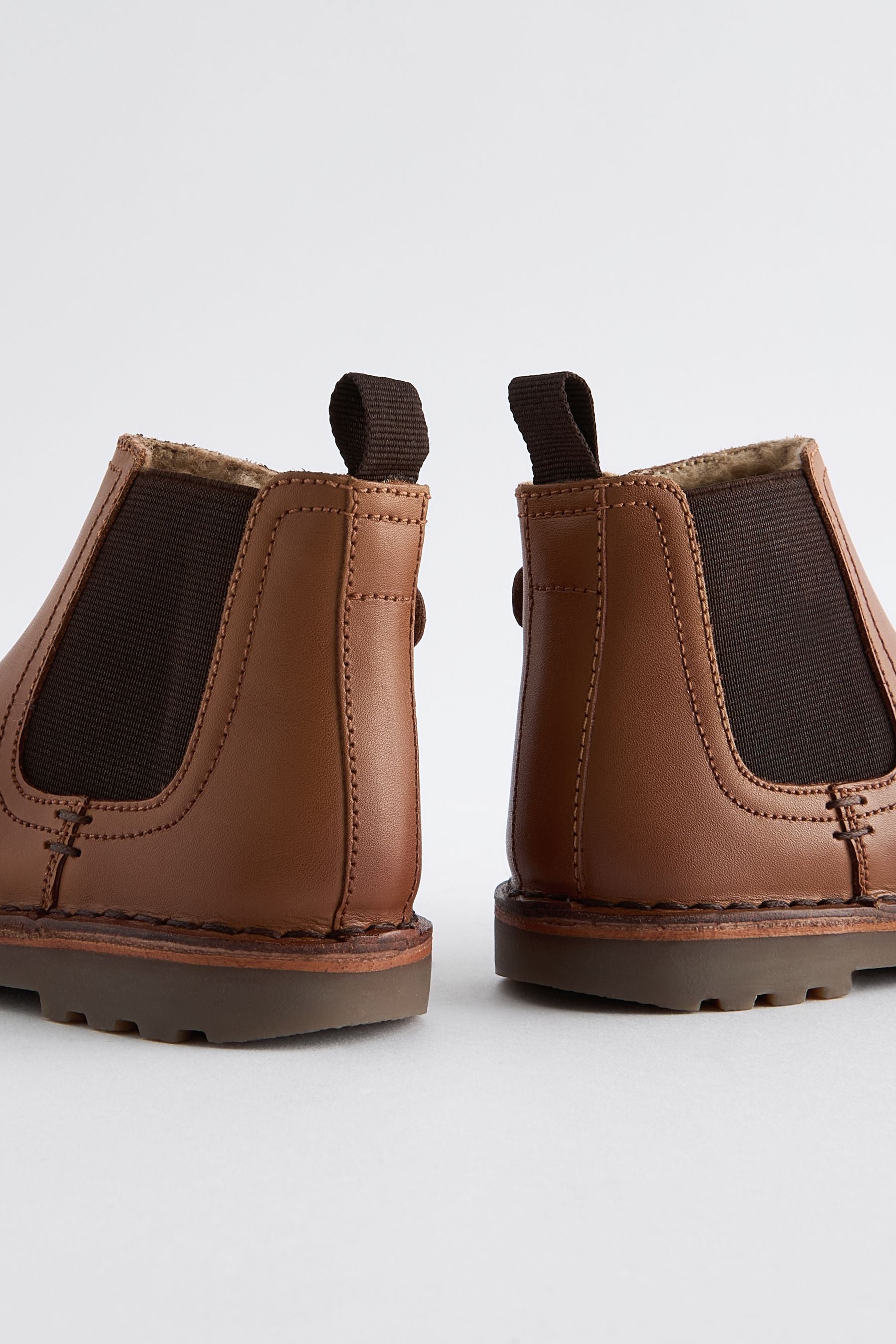 Tan Brown Standard Fit (F) Warm Lined Leather Chelsea Boots