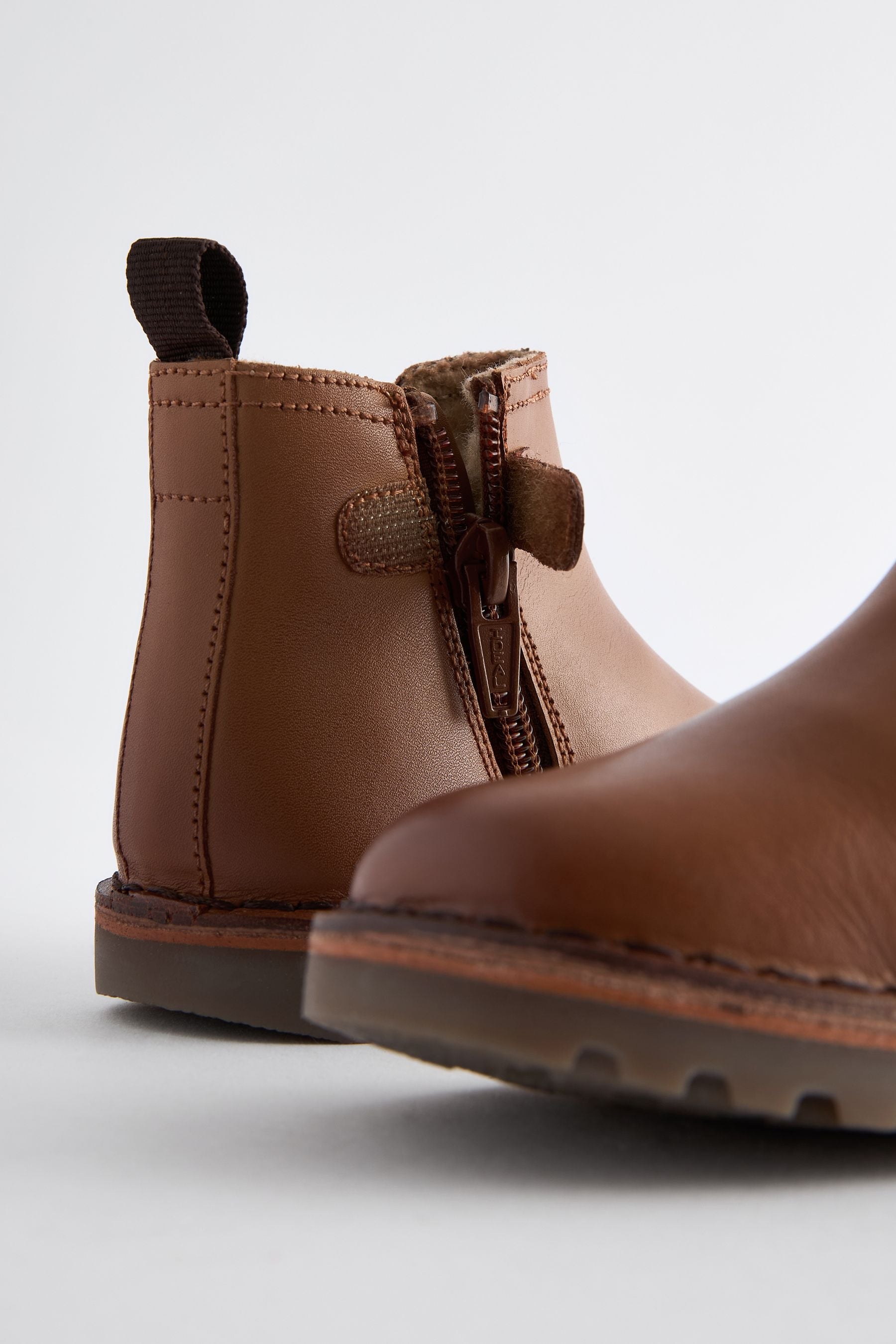 Tan Brown Standard Fit (F) Warm Lined Leather Chelsea Boots