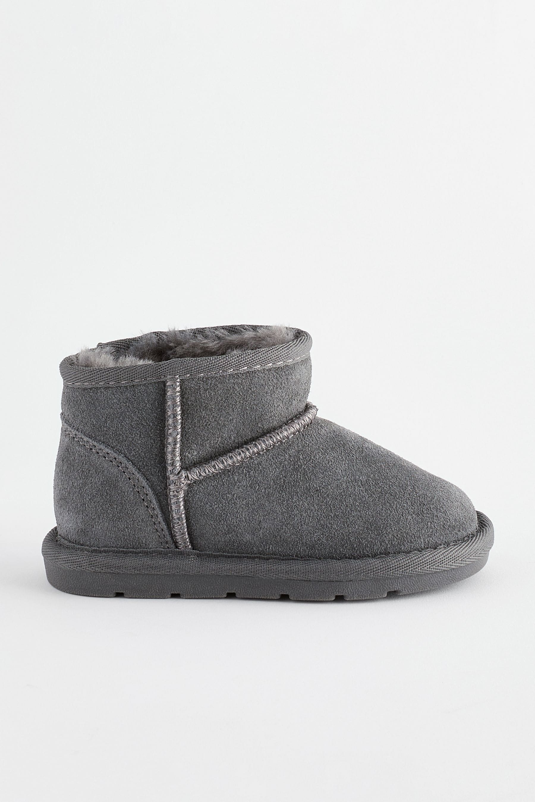 Grey Warm Lined Suede Boots