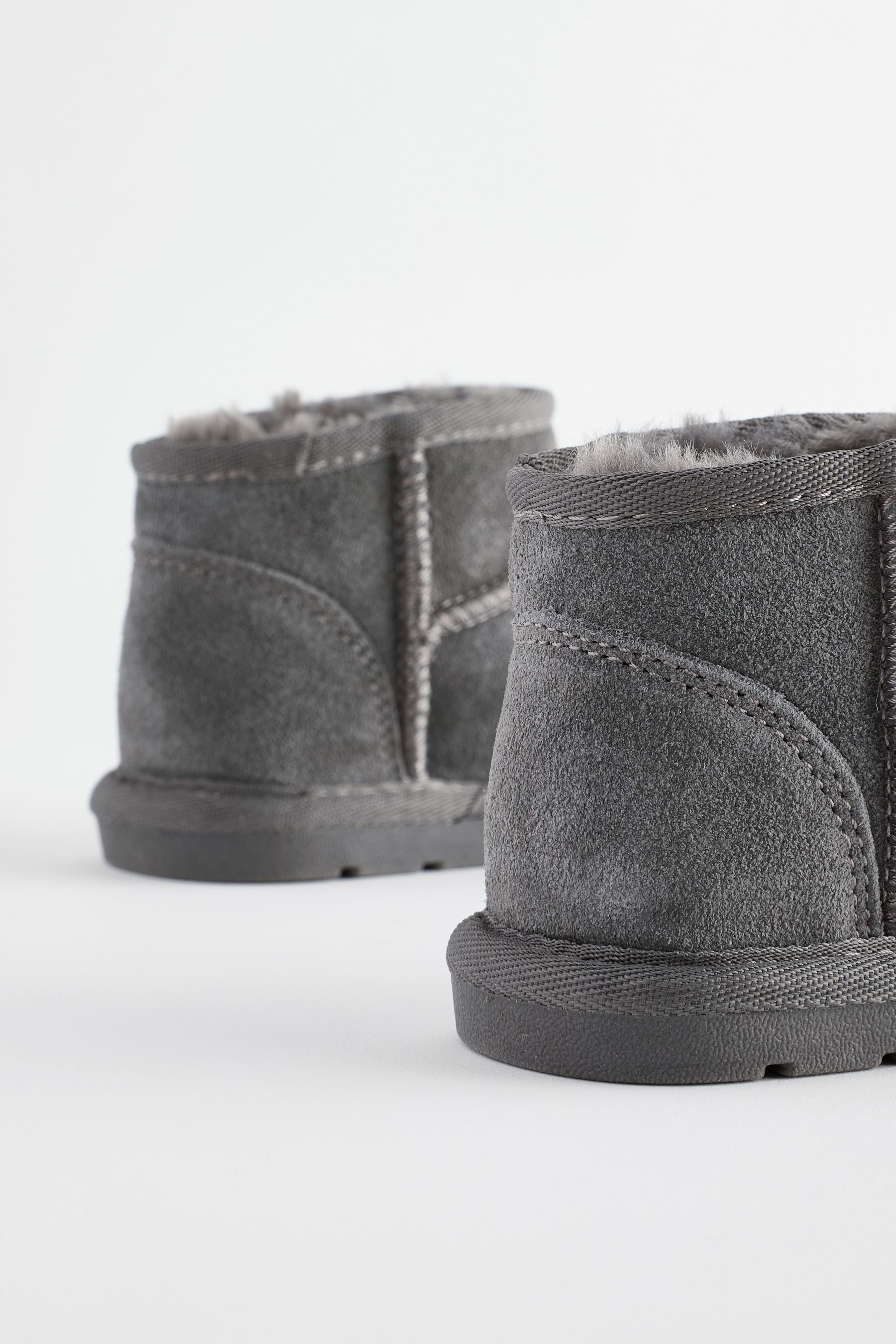 Grey Warm Lined Suede Boots