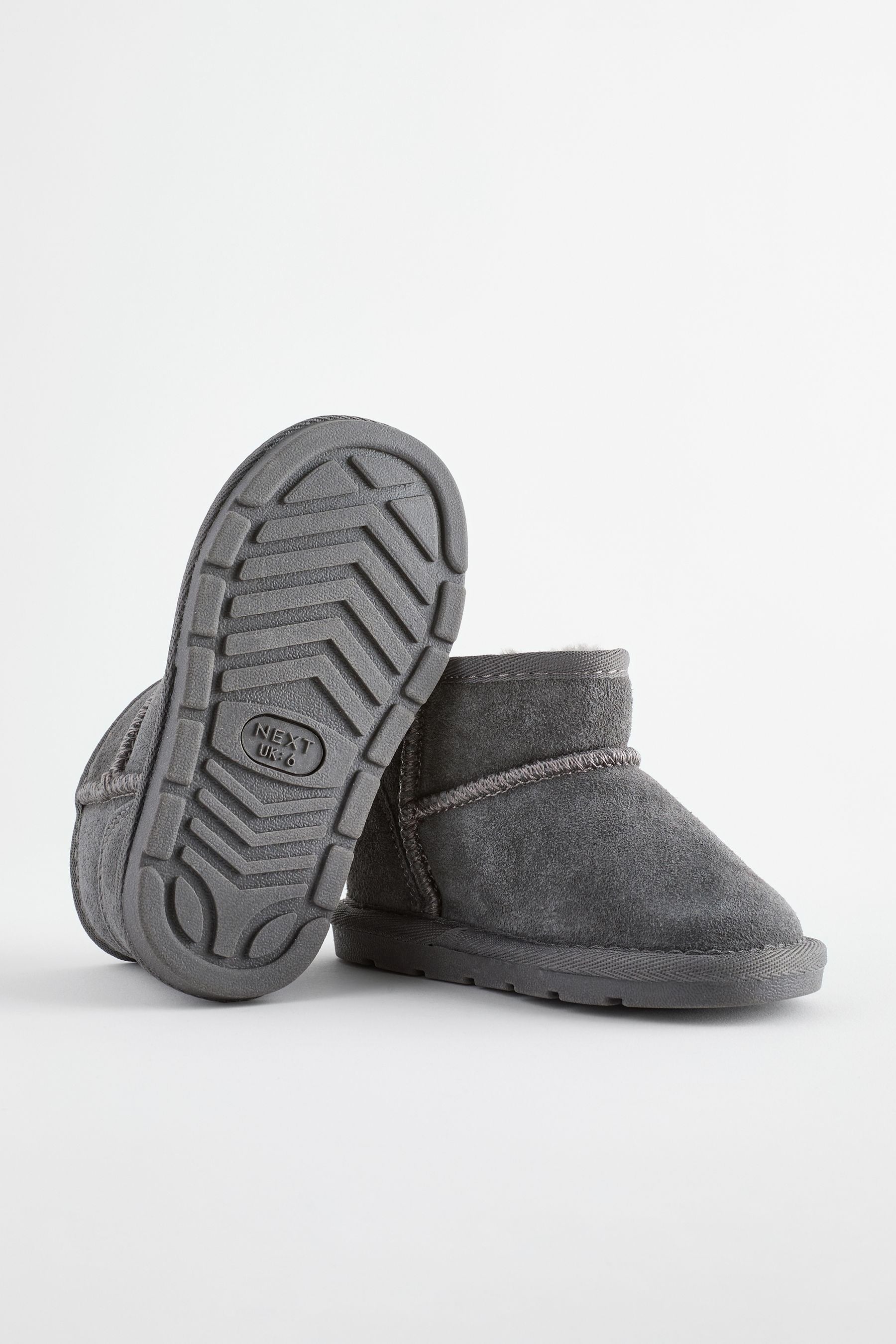 Grey Warm Lined Suede Boots