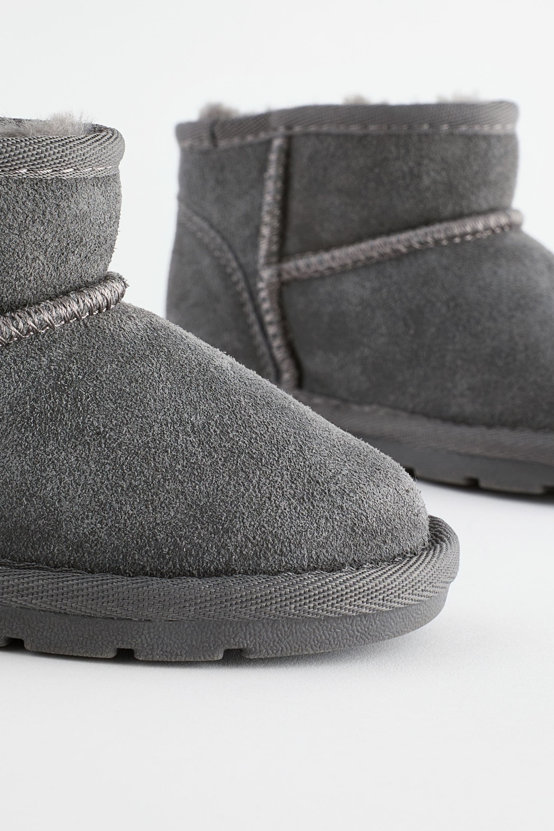 Grey Warm Lined Suede Boots