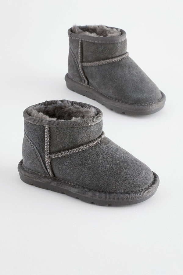 Grey Warm Lined Suede Boots