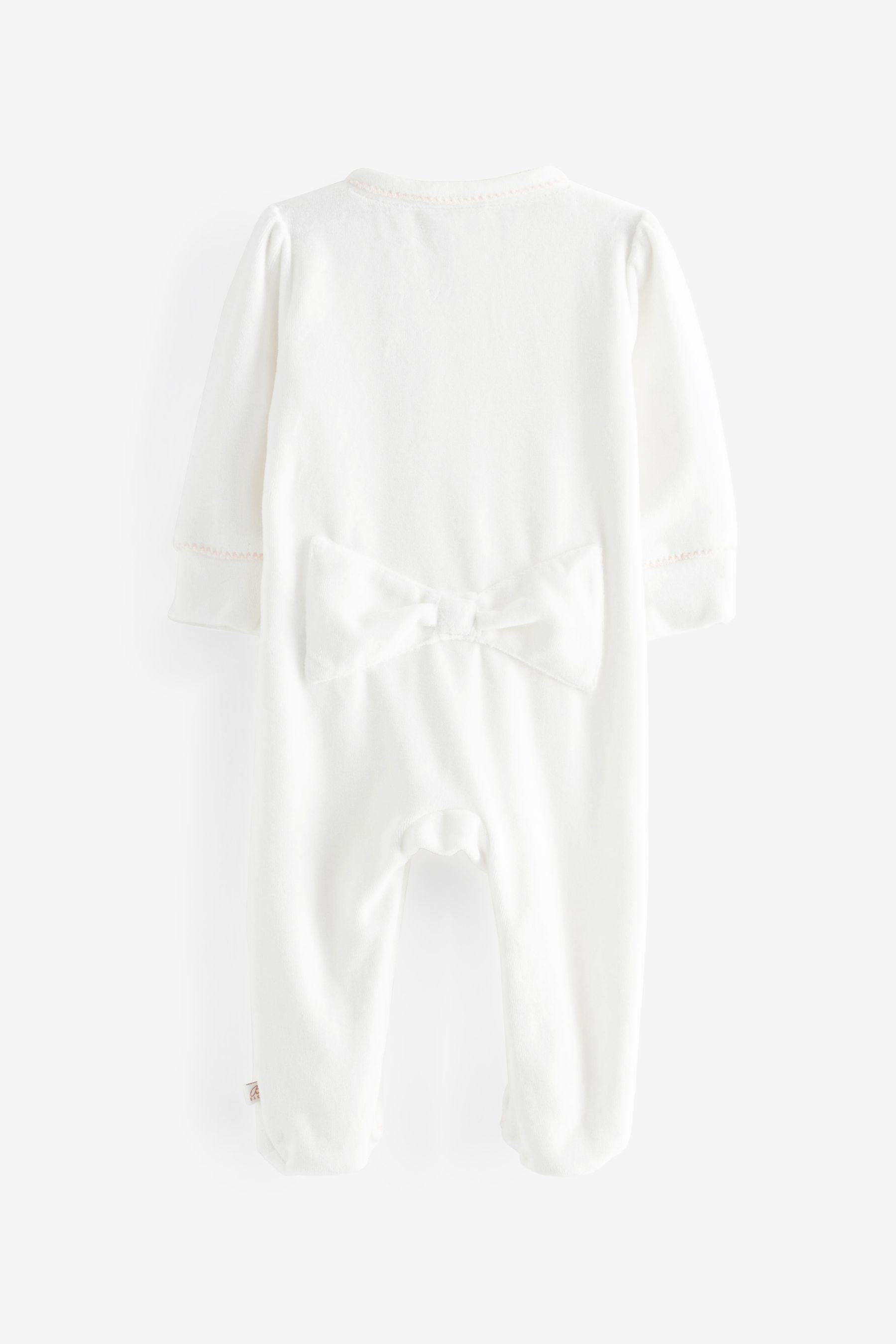 Baker by Ted Baker Bow White Velour Sleepsuit and Hat Set