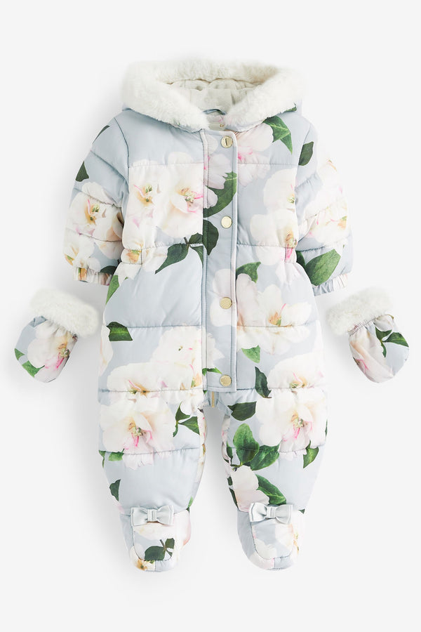 Baker by Ted Baker Shower Resistant Floral Snowsuit With Mittens