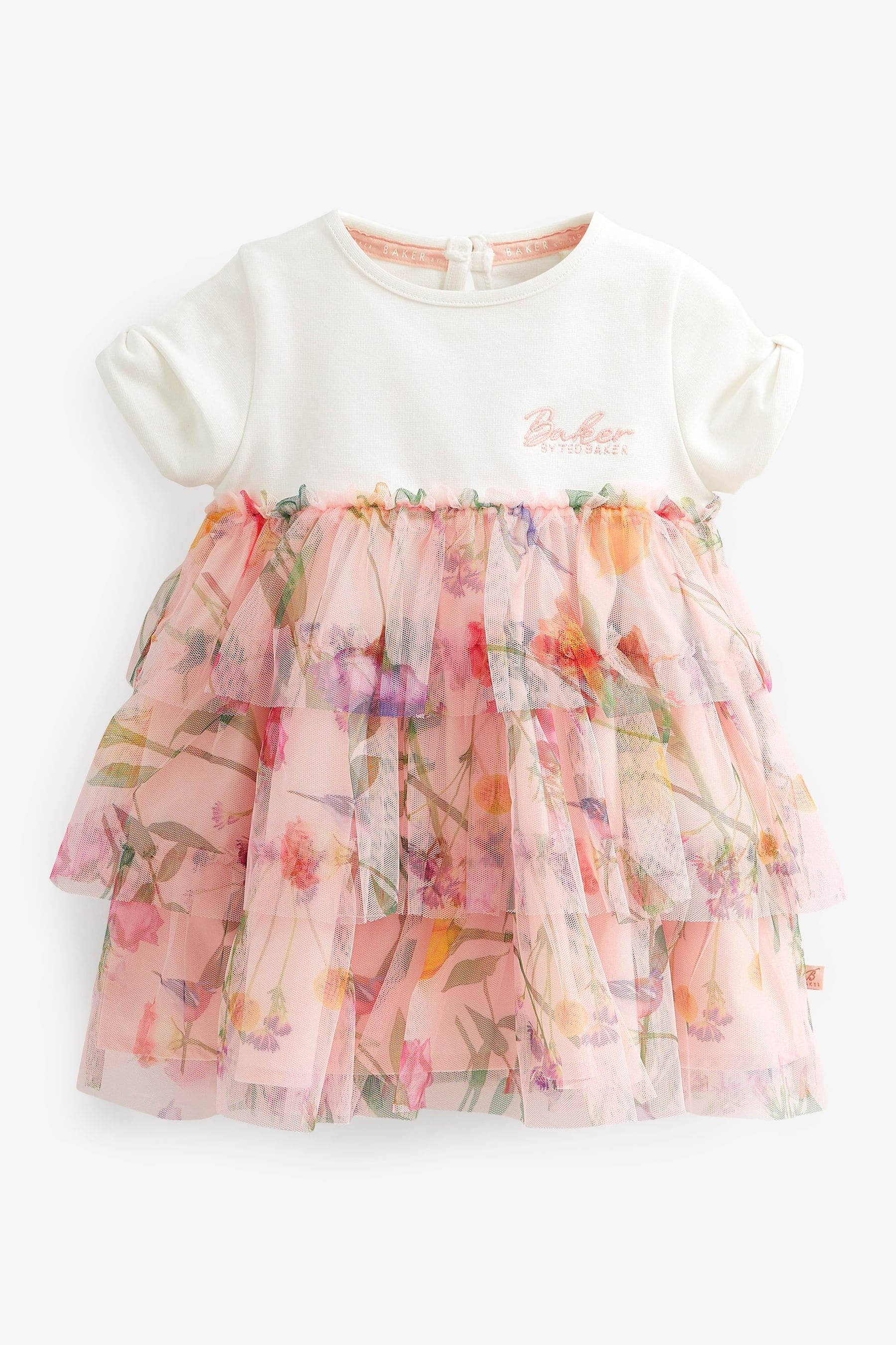 Baker by Ted Baker Pink Floral Tiered Mesh Dress