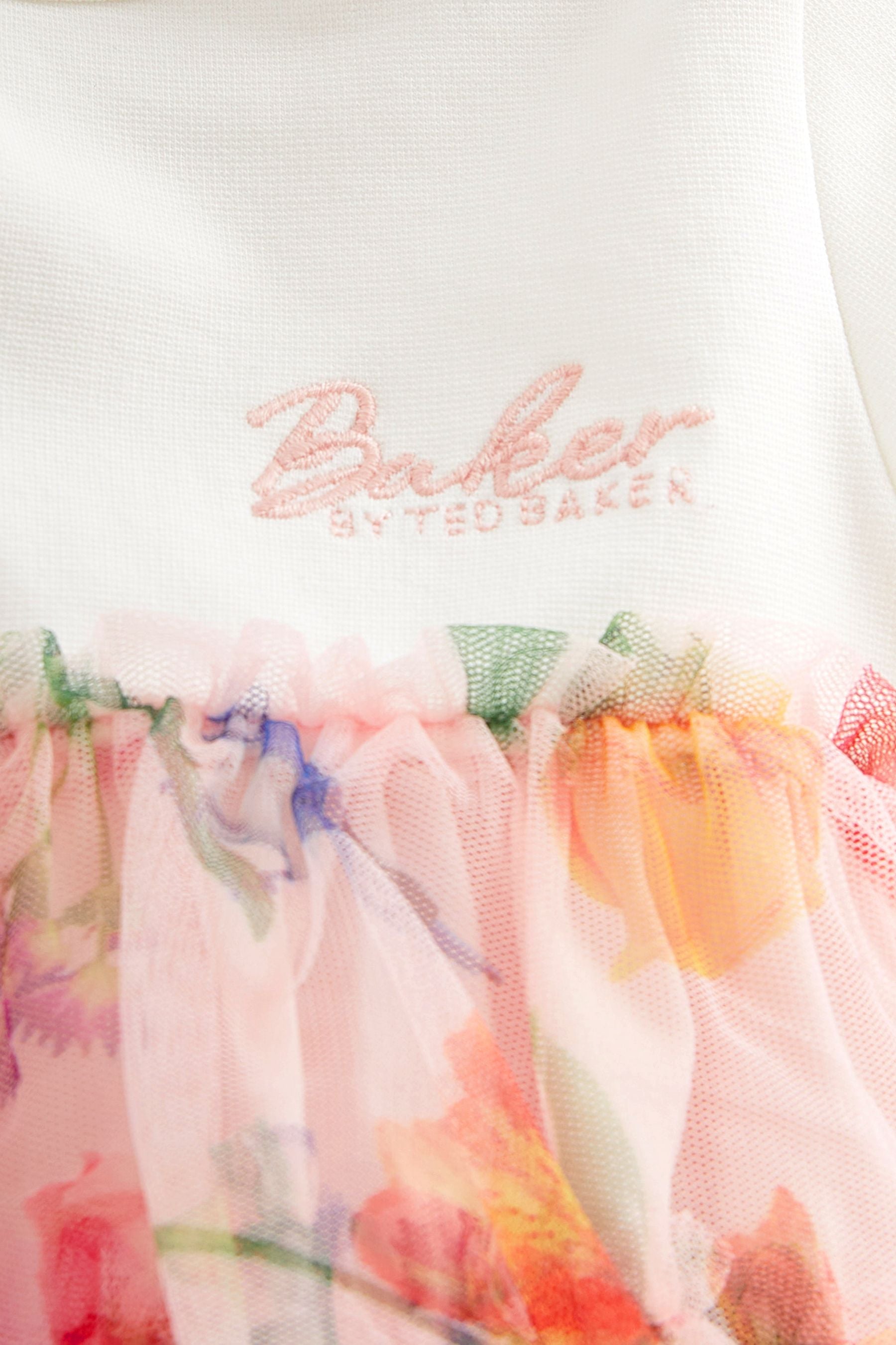 Baker by Ted Baker Pink Floral Tiered Mesh Dress