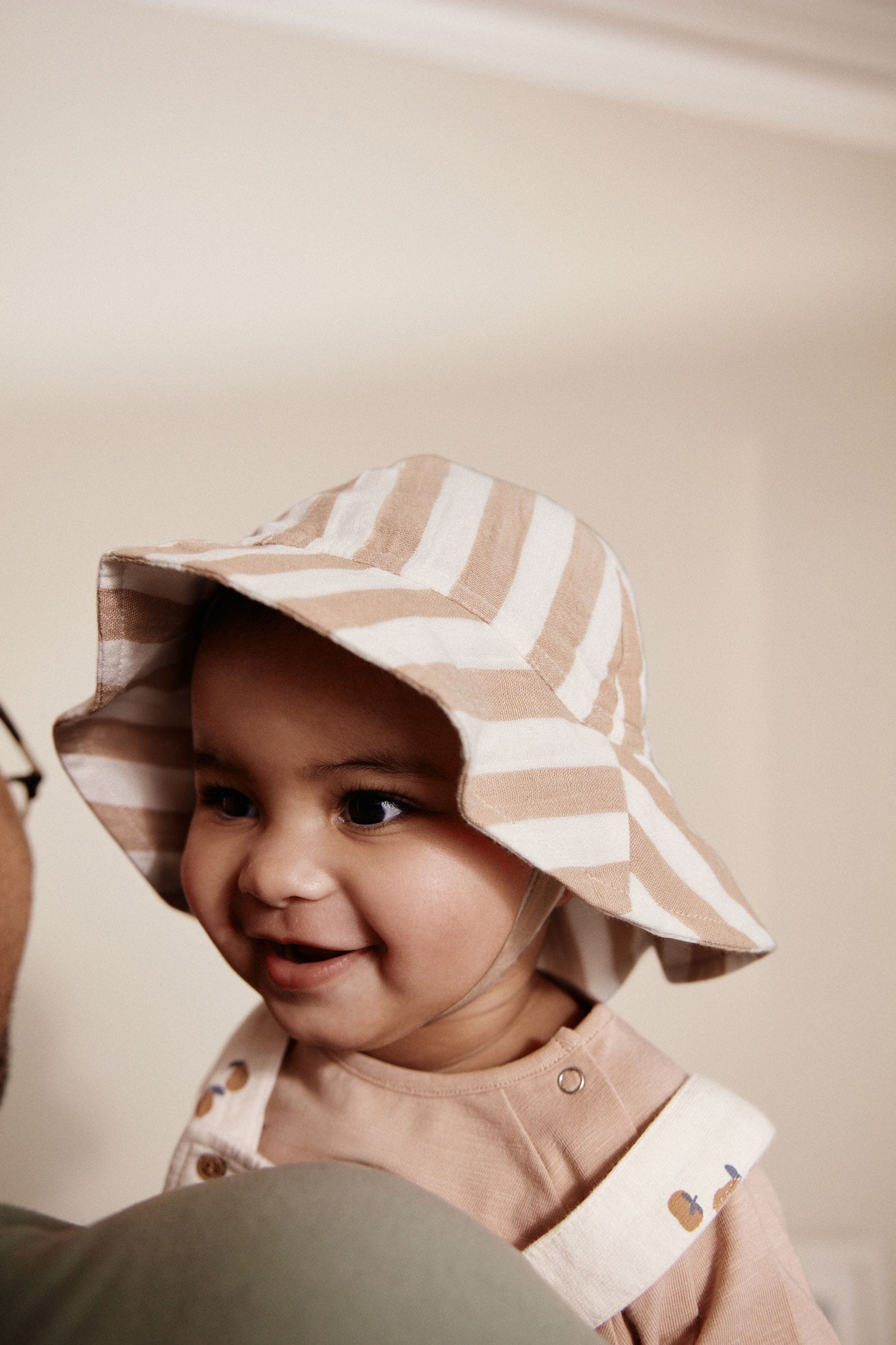 Neutral Stripe Wide Brim Stripe Baby Hat