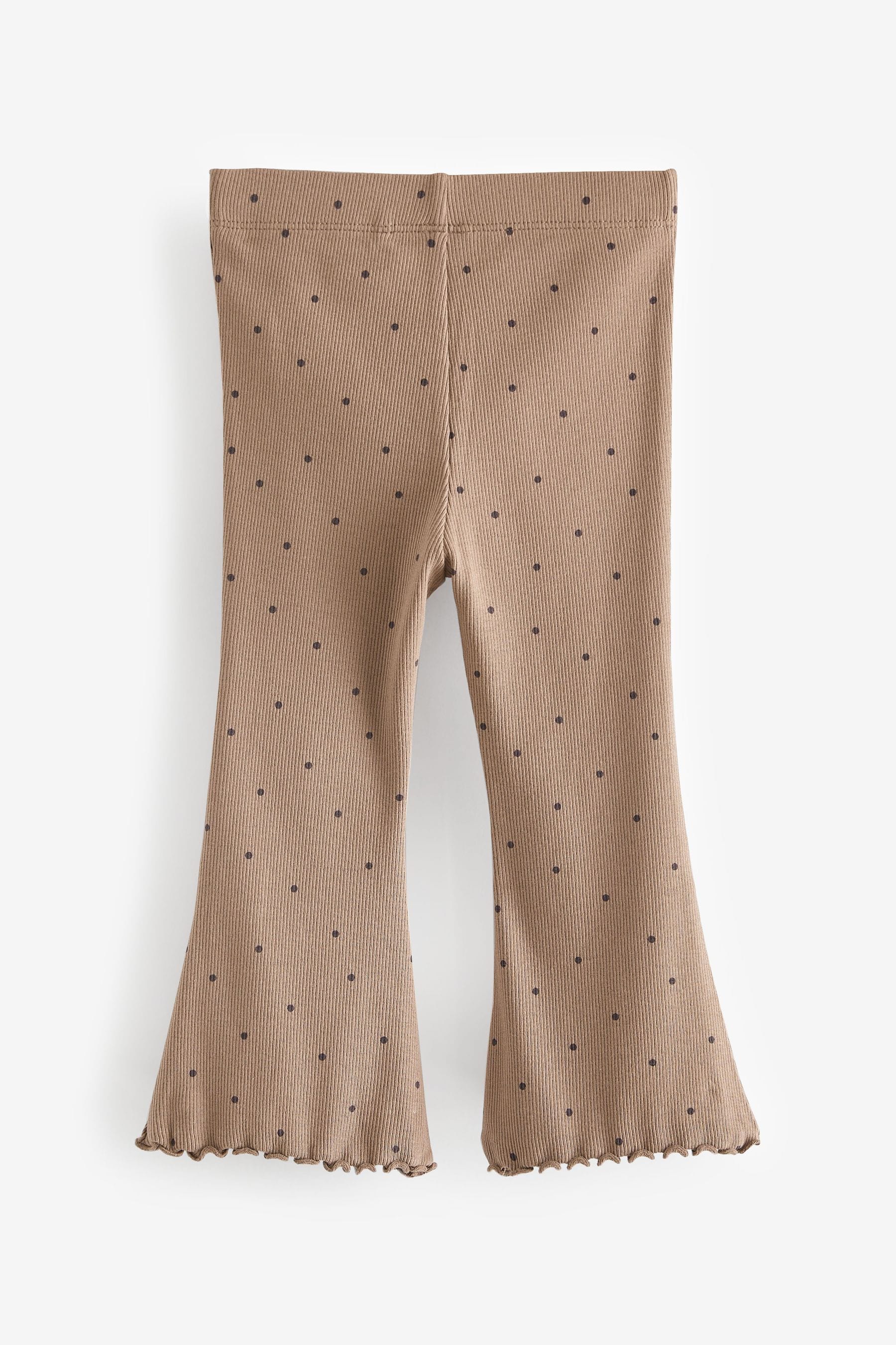 Tan Brown Spot Ribbed Flare Leggings (3mths-7yrs)