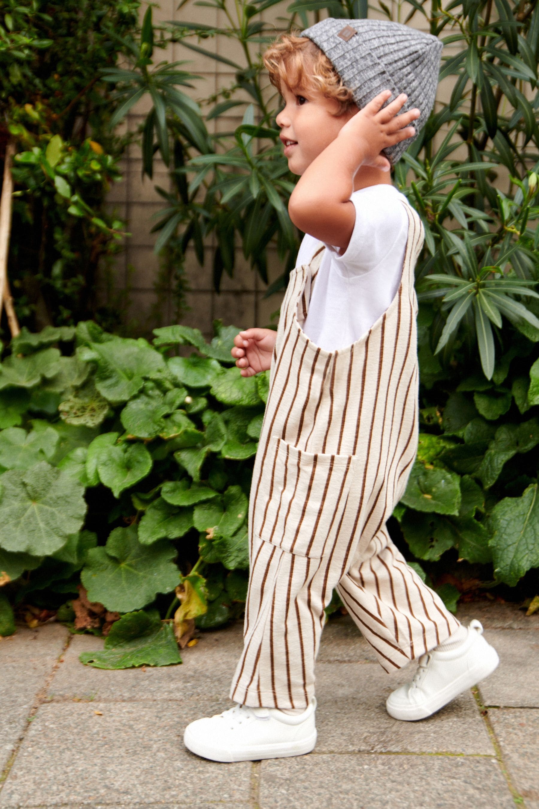 Tan Brown Striped Dungarees Set (3mths-7yrs)