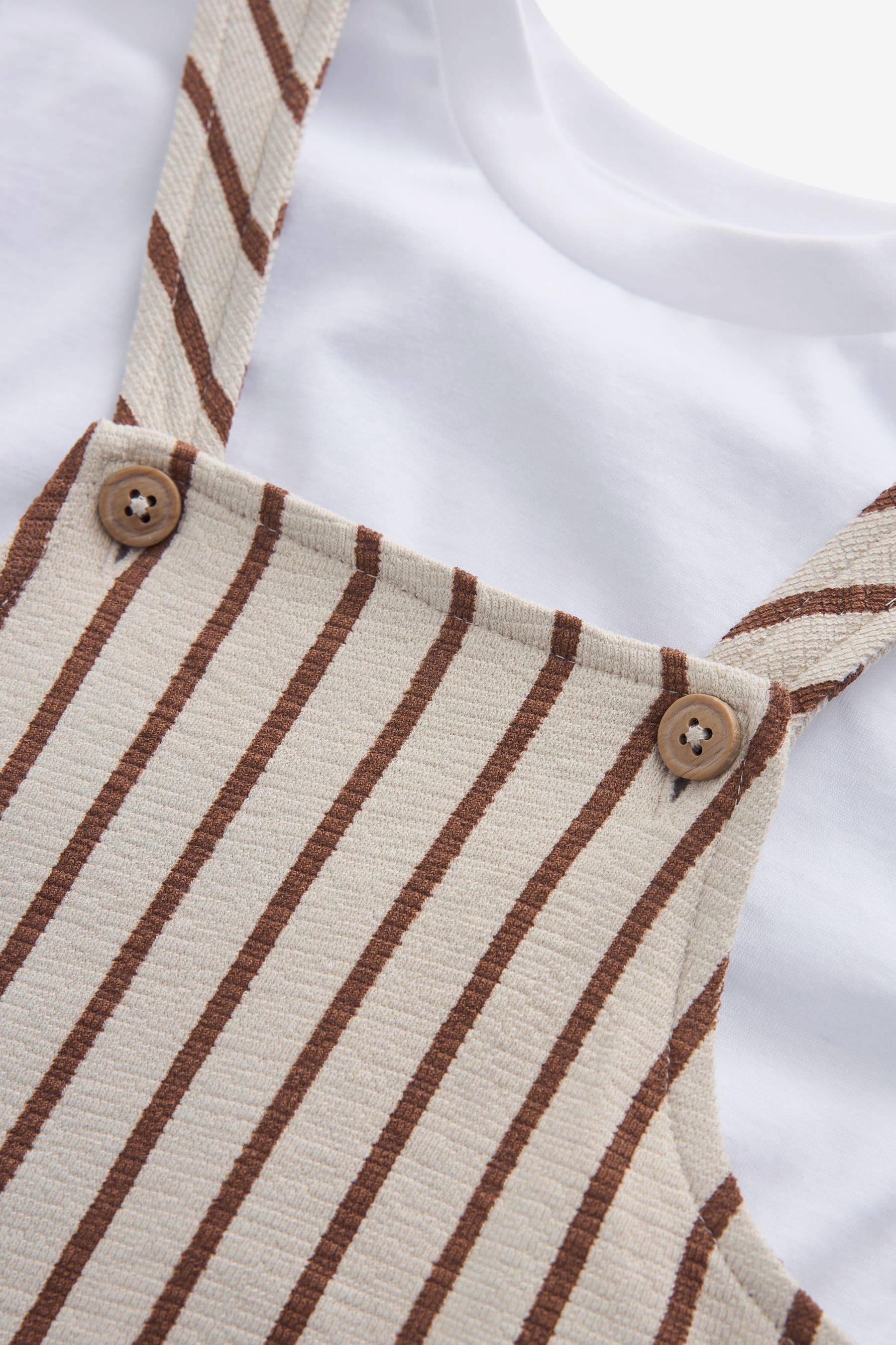 Tan Brown Striped Dungarees Set (3mths-7yrs)