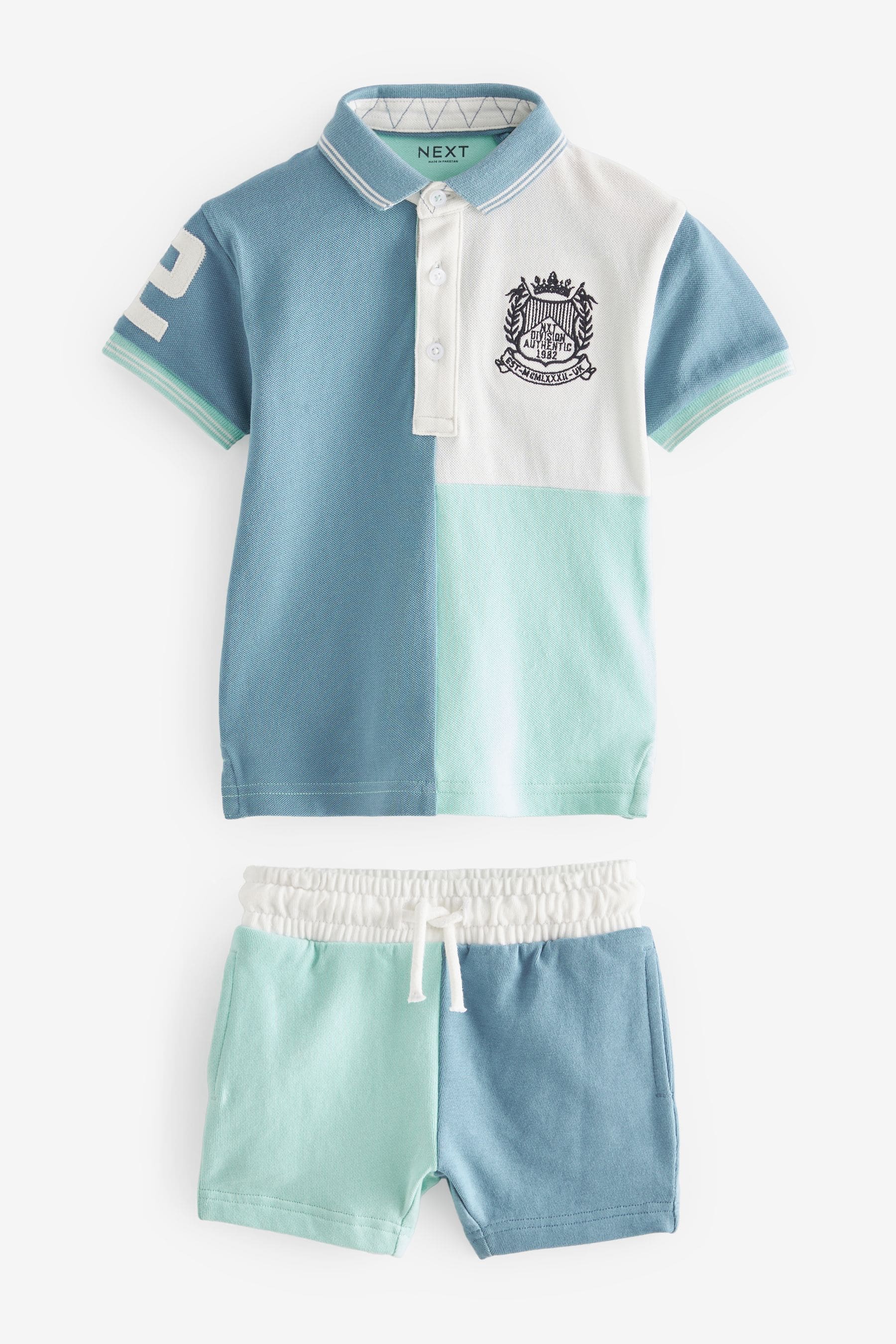 Blue/White Short Sleeve Polo and Shorts Set (3mths-7yrs)