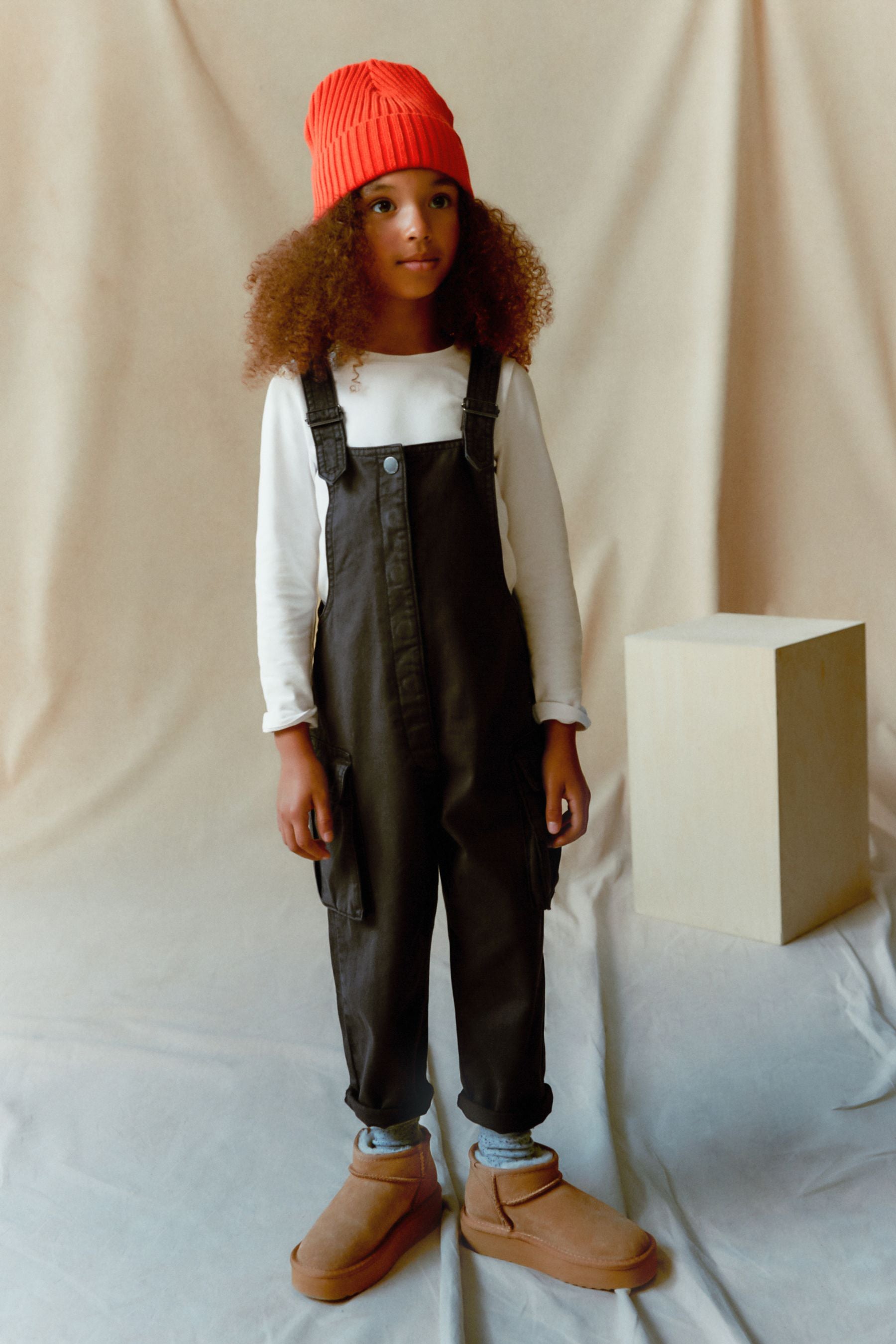 Washed Black Cargo Pocket Dungarees (3-16yrs)