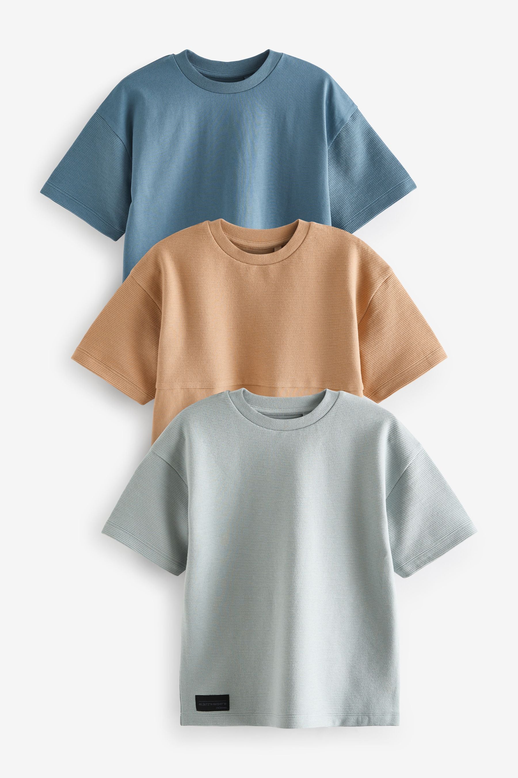 Blue/Tan Brown Oversized T-Shirts 3 Pack (3-16yrs)