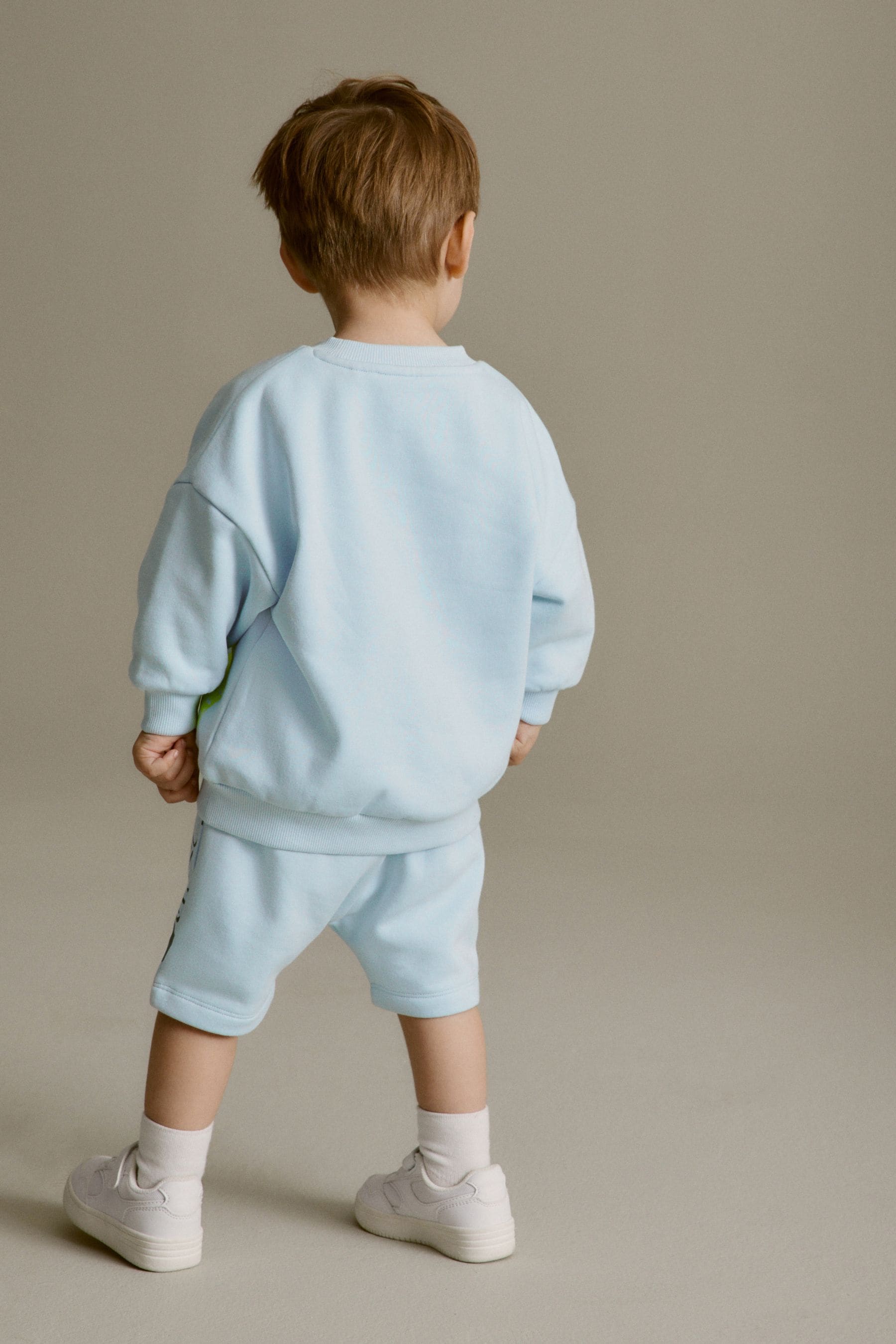 Light Blue Digger Jersey 100% Cotton Crew Neck Sweatshirt and Short Set (3mths-7yrs)