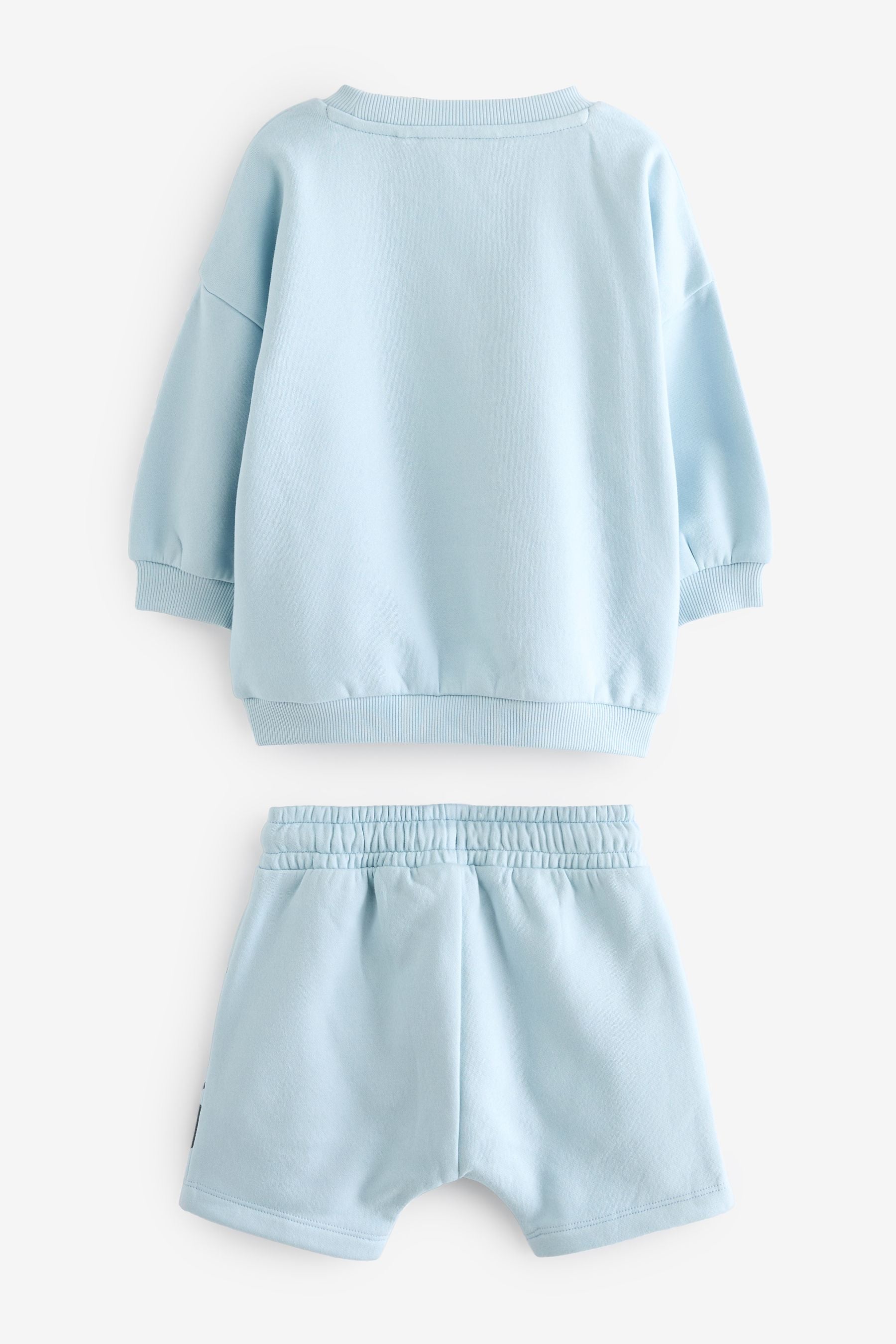 Light Blue Digger Jersey 100% Cotton Crew Neck Sweatshirt and Short Set (3mths-7yrs)