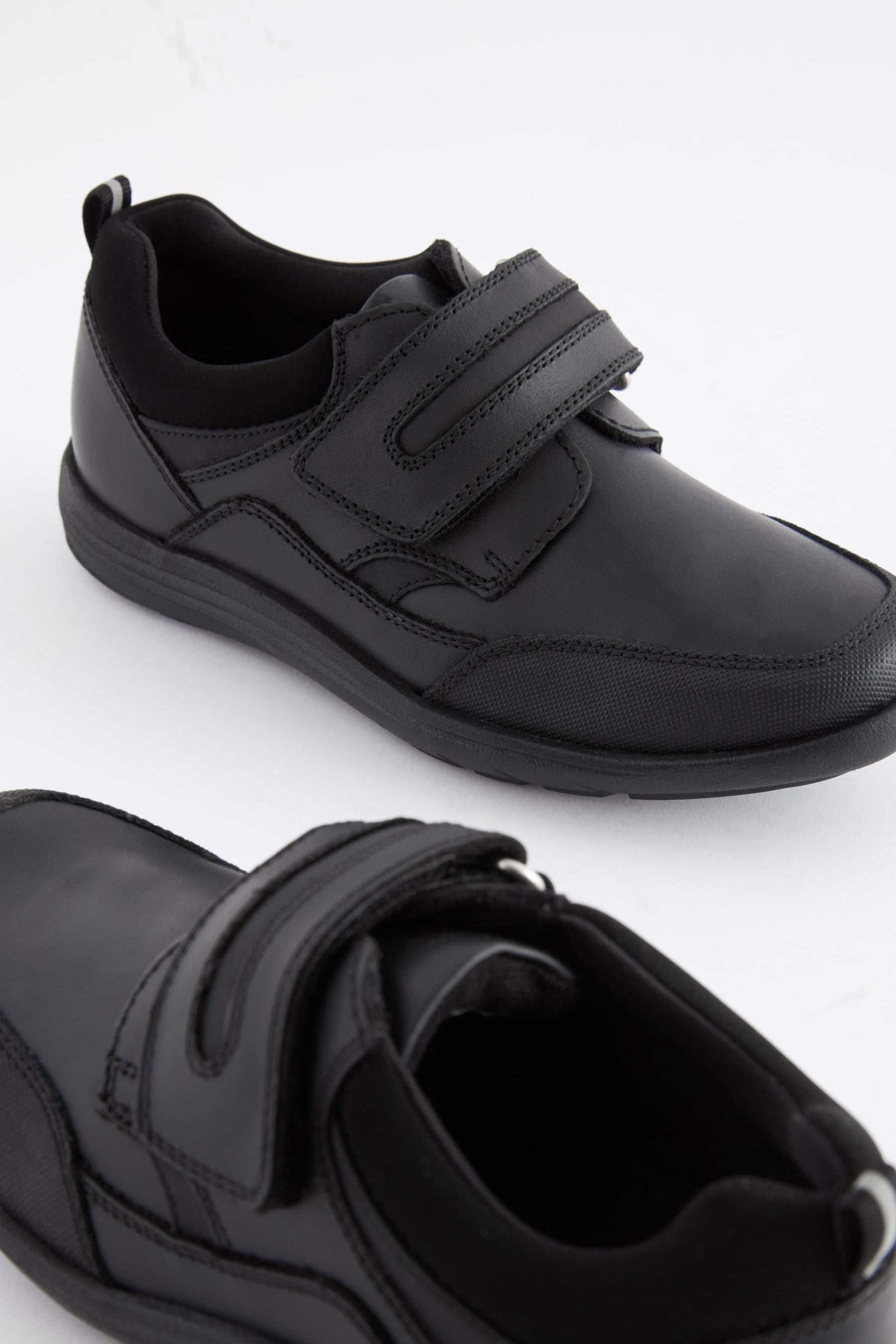 Black Standard Fit (F) School Leather Single Strap Shoes