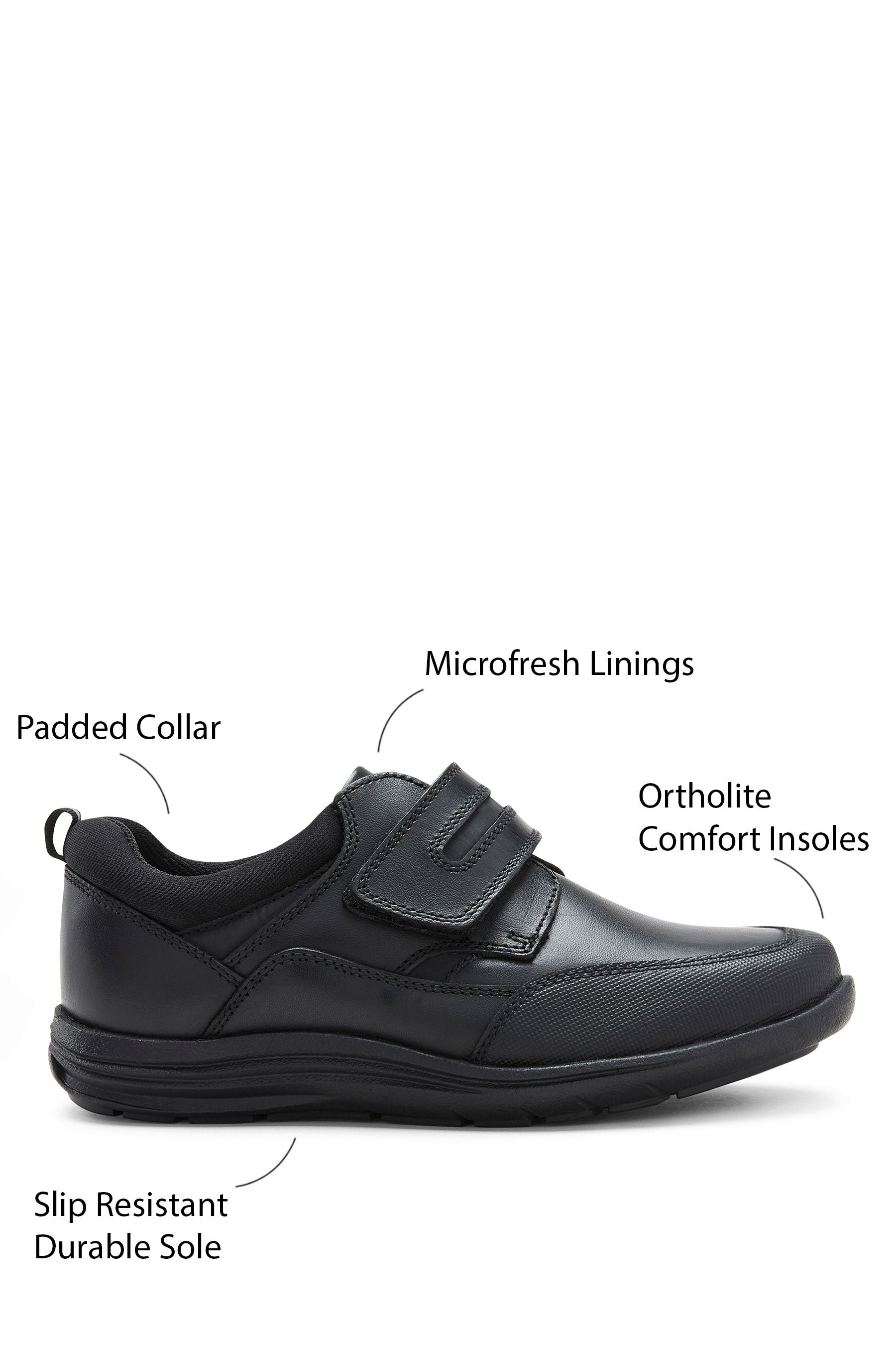 Black Standard Fit (F) School Leather Single Strap Shoes