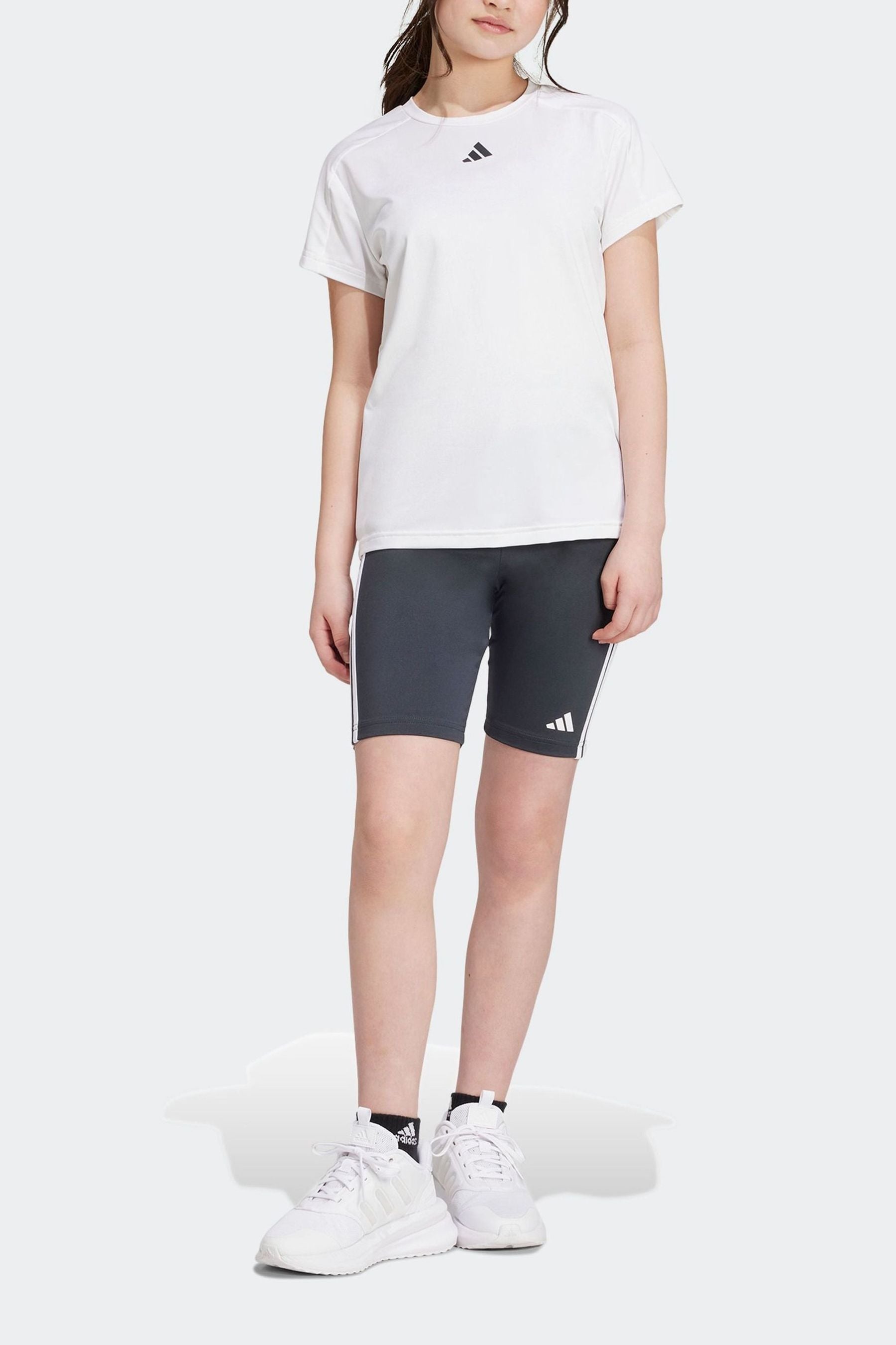 adidas White Kids Train Essentials T-Shirt and Shorts Set