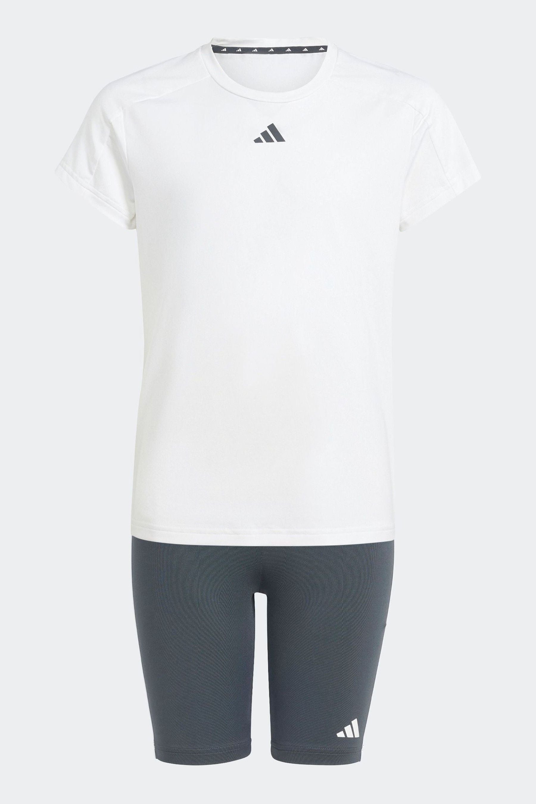 adidas White Kids Train Essentials T-Shirt and Shorts Set